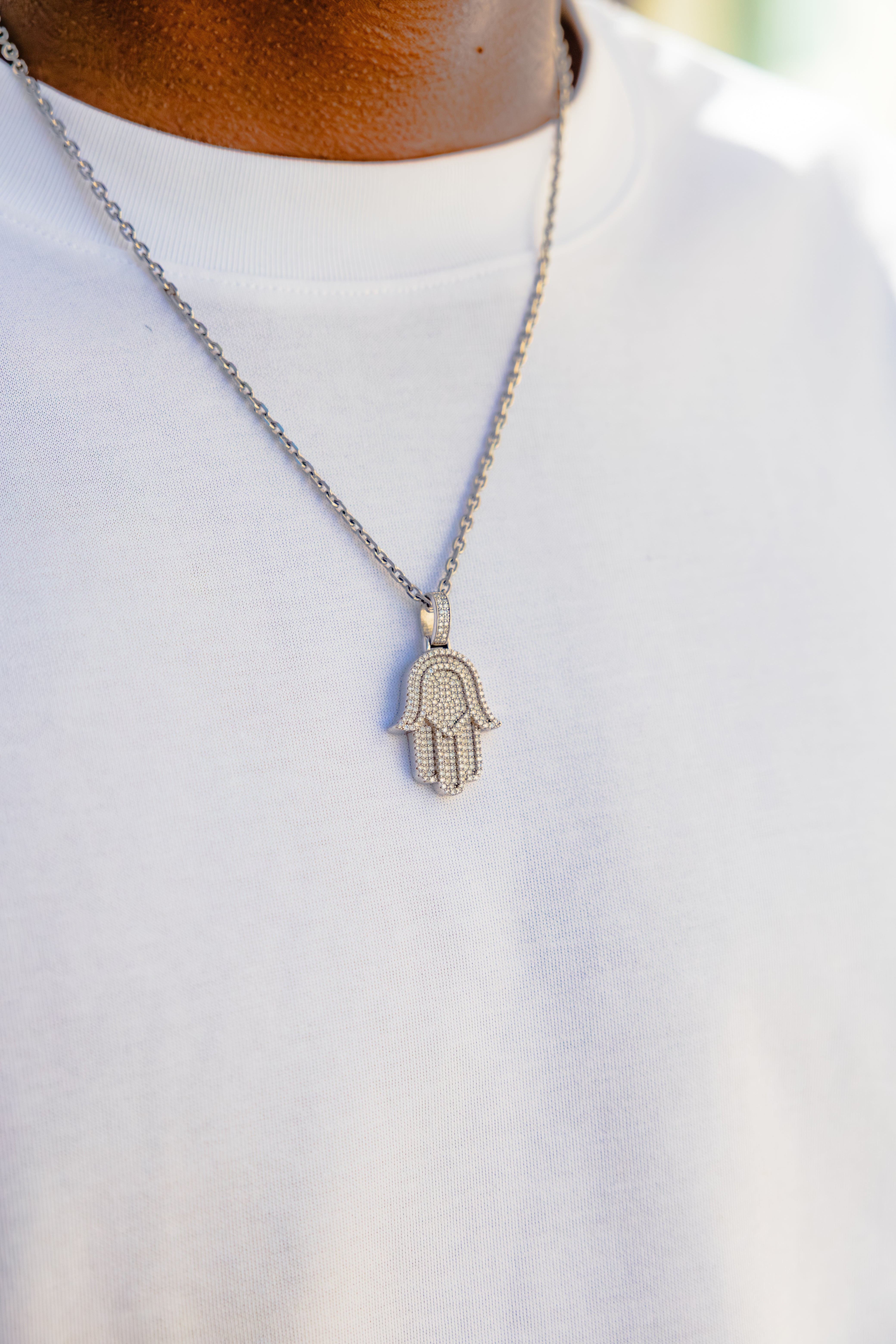 Hamsa Pendant hanger met rope ketting