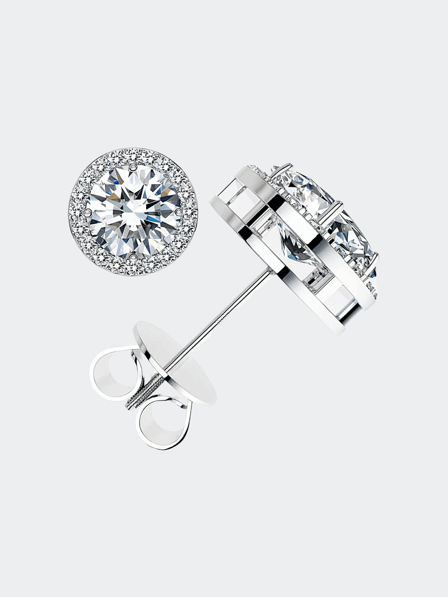 Moissanite oorbellen met sprankelende stenen in een elegante zilveren setting