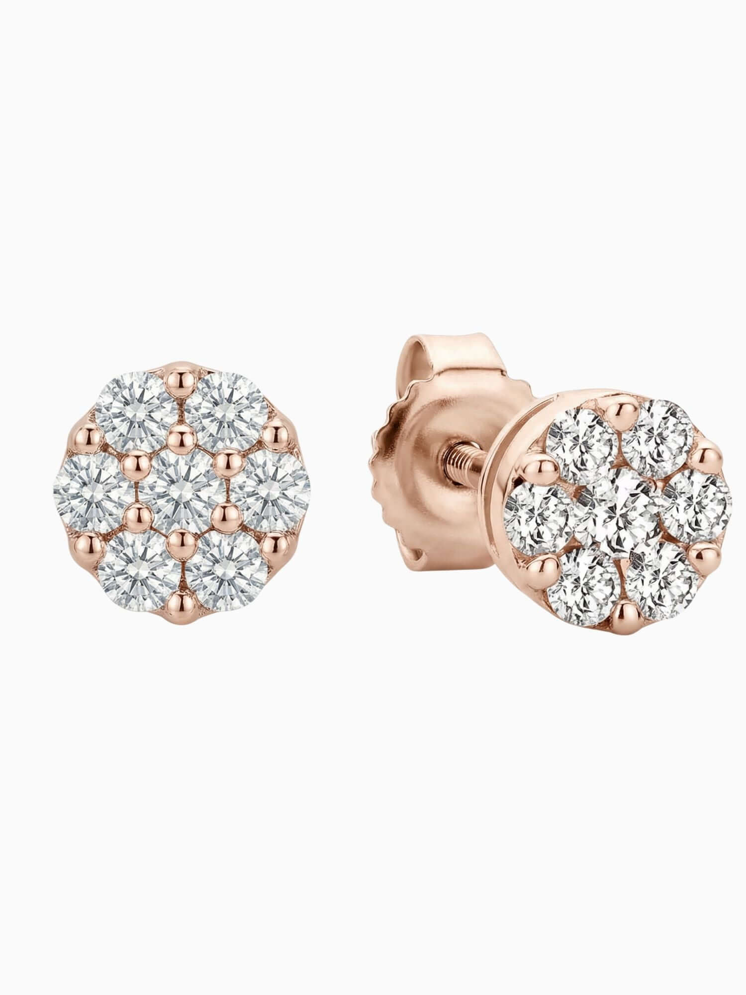 Orecchini pavé di diamanti in oro giallo 14K, dal look lussuoso esclusivo, con chiusura a pressione.