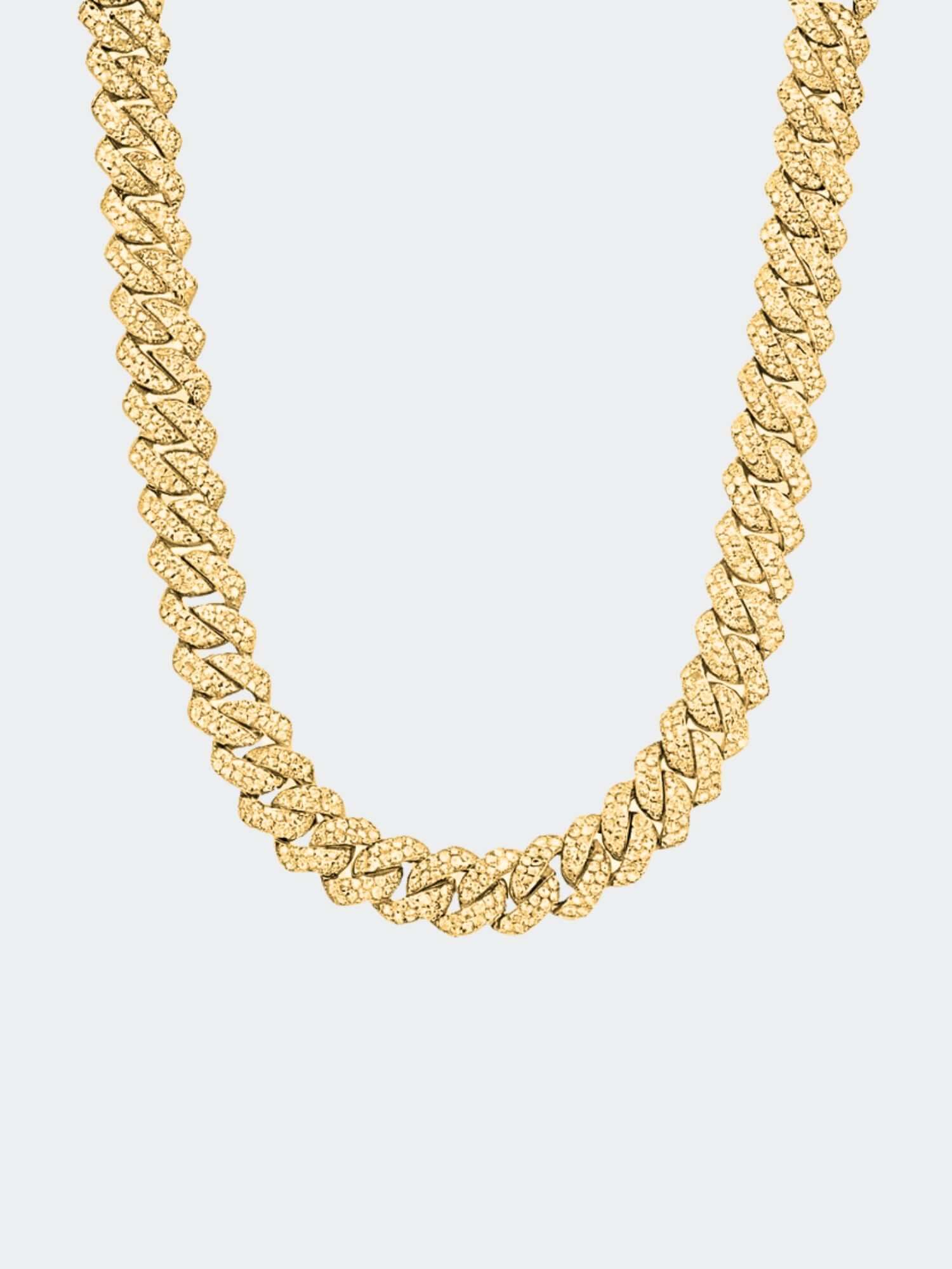 Cuban link ketting goud ICED OUT 6MM en 8MM, luxe gouden ketting met fonkelende zirkonia stenen.