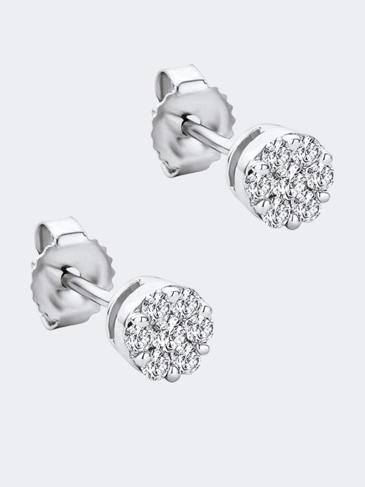 14K Witgouden Diamanten Pavé Stud Oorbellen