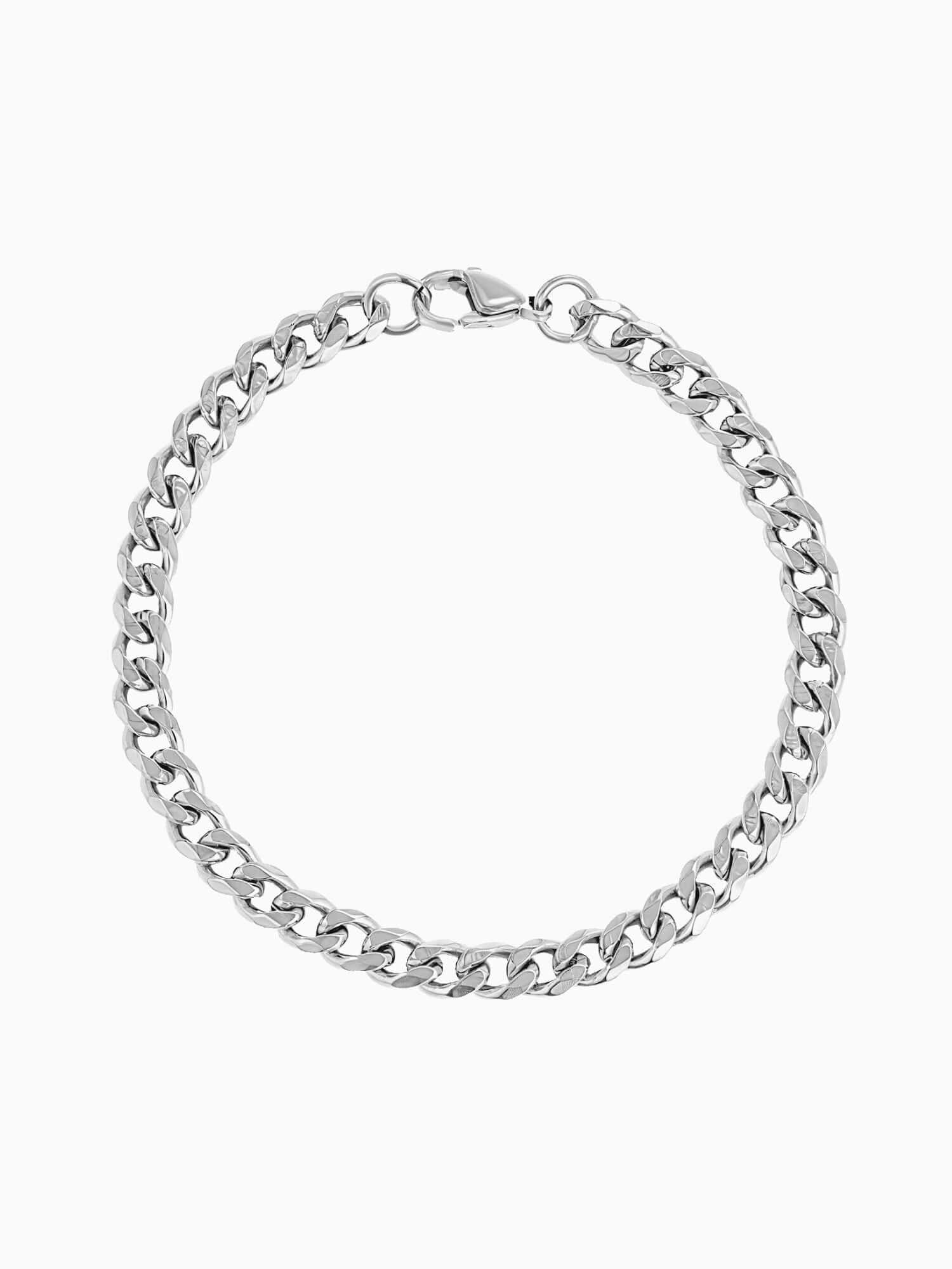 Cubanarmband i silverfärgat rostfritt stål (3 mm, 5 mm & 7 mm) armband med cubanlänkar i silverfärgat rostfritt stål och karbinlås