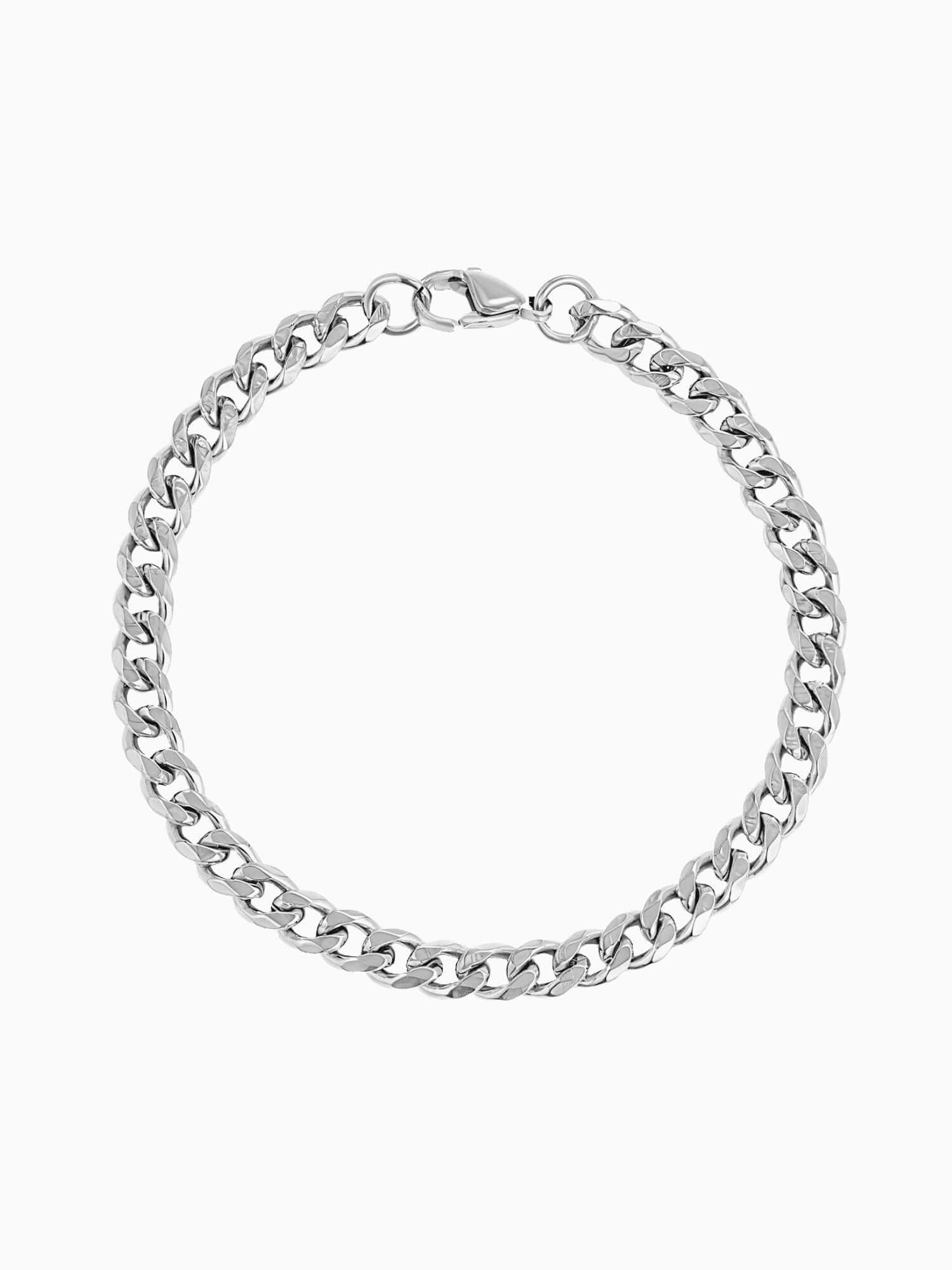 Cuban Armband Zilver RVS (3mm, 5mm & 7mm) zilveren RVS cuban schakel armband met lobster clasp