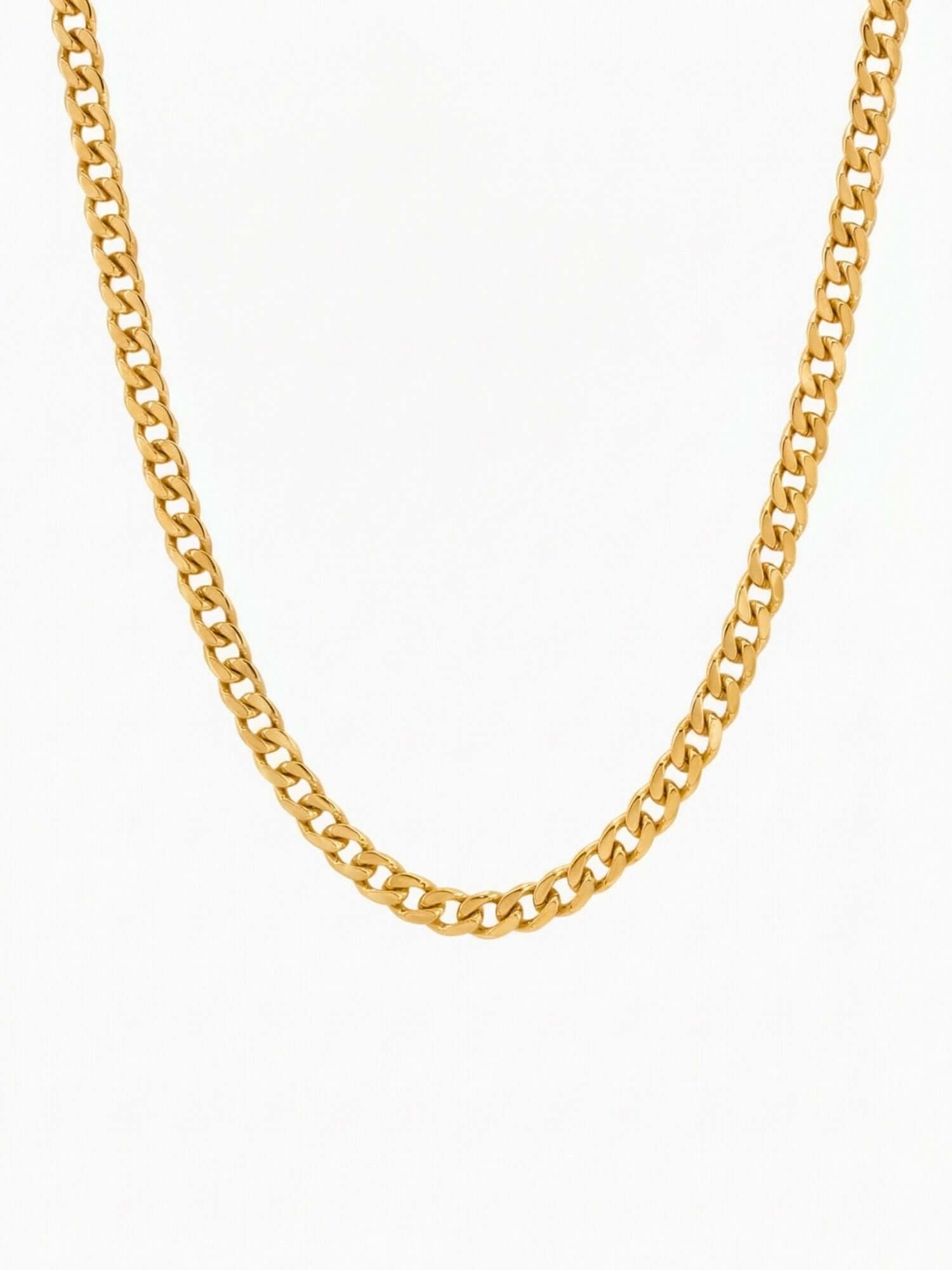Cuban Chain 18K Gold-Plated (5mm) gold Cuban link chain 5mm, luxury link chain with a shiny gold-plated finish