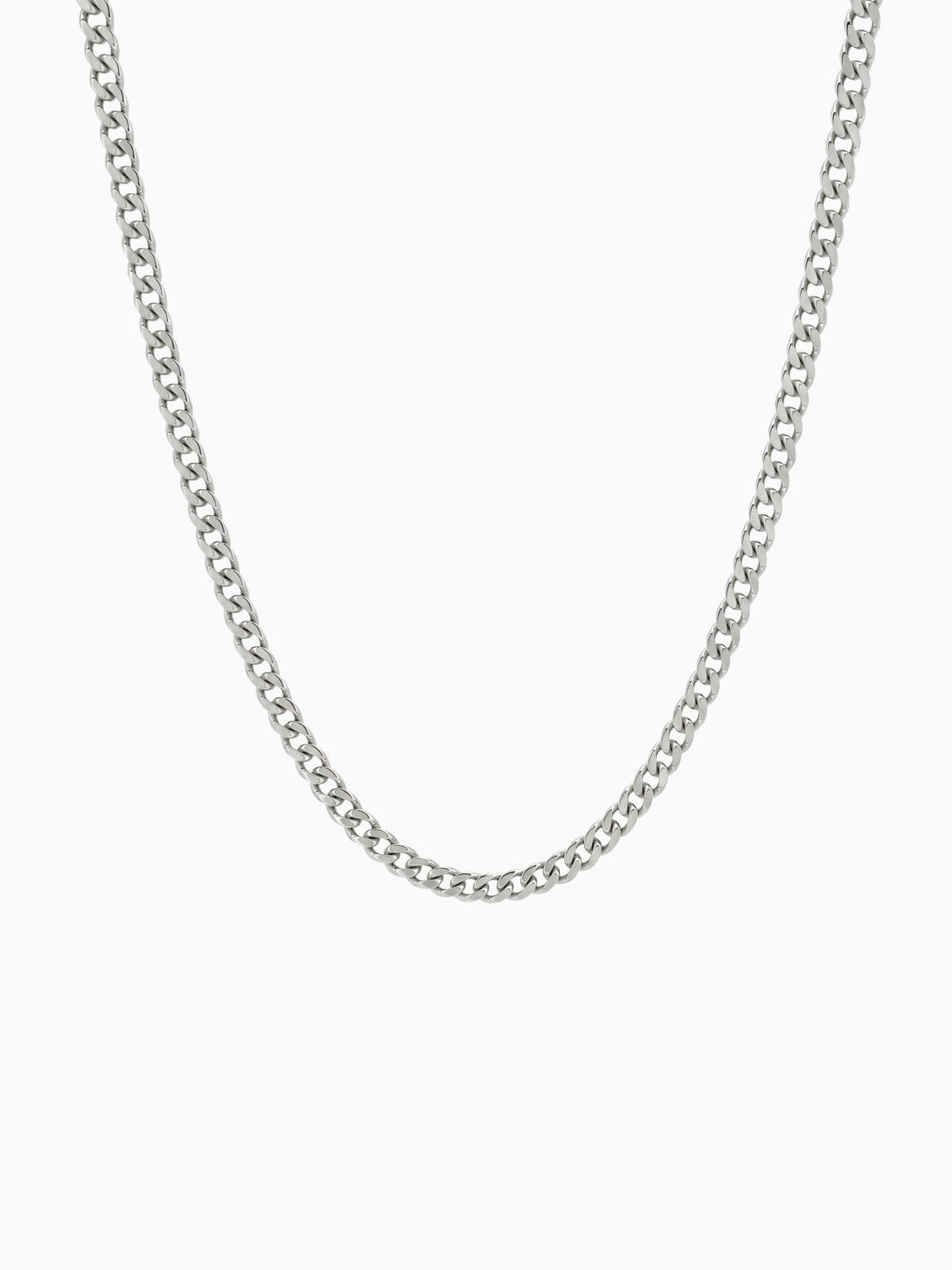 Cuban Ketting 925 Sterling Zilver (3mm) van Carpe Ice van voren op een lichte achtergrond, met de platte gourmetschakel.