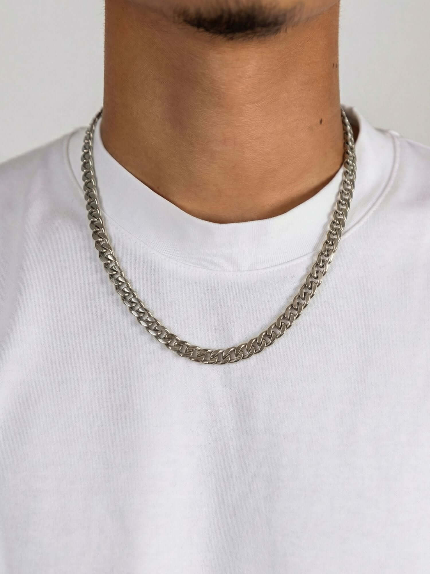 Silver stainless steel Cuban chain (3mm, 5mm & 7mm) silver stainless steel Cuban link necklace, lobster clasp, Carpe Ice