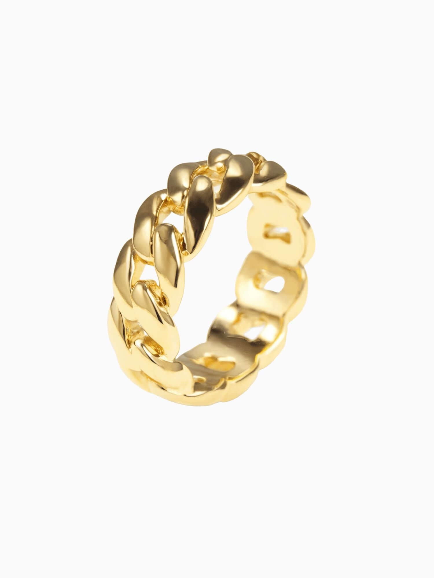 Cuban Ring Oro in acciaio inox, anello in acciaio inox color oro con design a maglie cubane, look di lusso moderno