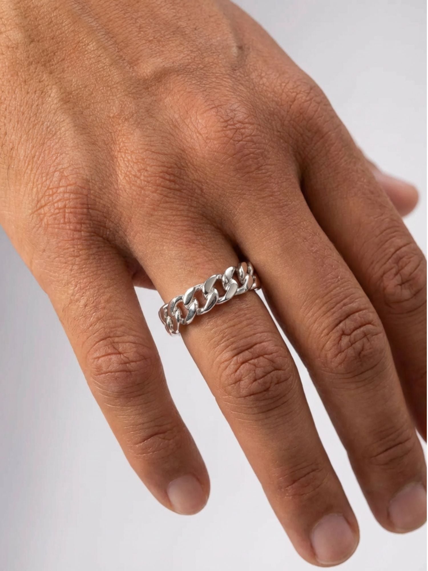 Cuban Ring Zilver RVS 7mm roestvrij staal met iconisch Cuban schakeldesign, zilverkleurige schakelring om vinger