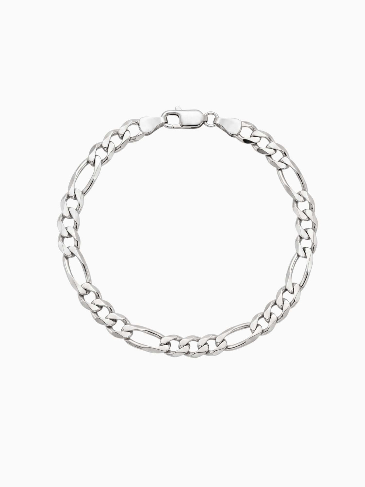 Zilverkleurige figaro armband van roestvrij staal, met korte en lange schakels afgewisseld.