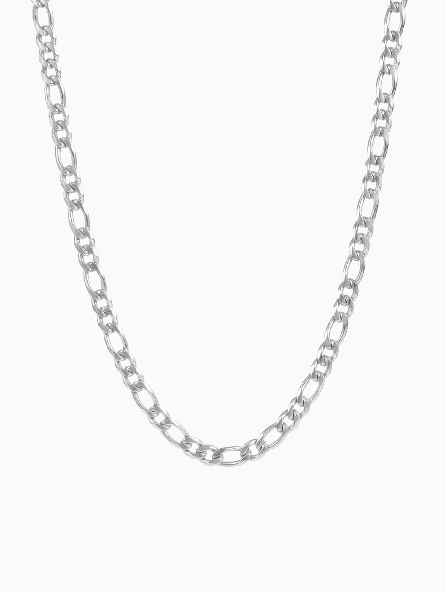 Figaro Necklace Silver Stainless Steel (3mm & 6mm) necklace with classic Figaro link pattern, silver-colored stainless steel, timeless design