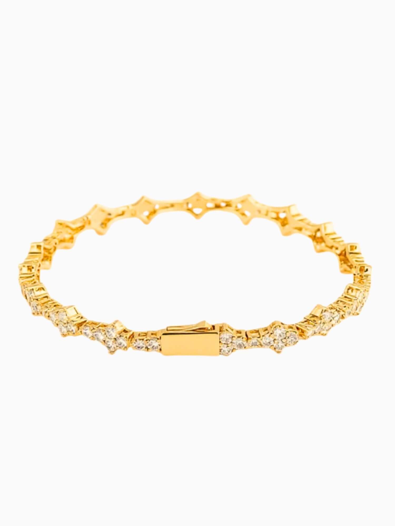 Honeycomb Armband Goud Iced Out (7mm) gouden honeycomb armband met VVS CZ stenen en luxe iced out sparkle