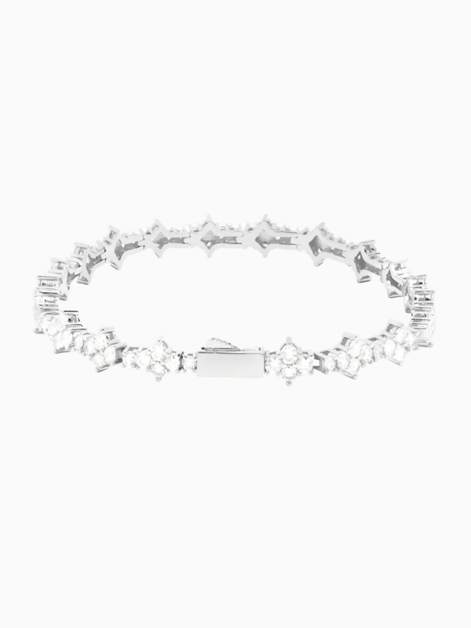 Honeycomb Armband Iced Out (7MM) witgoudkleurige iced out armband met VVS CZ stenen en honeycomb design