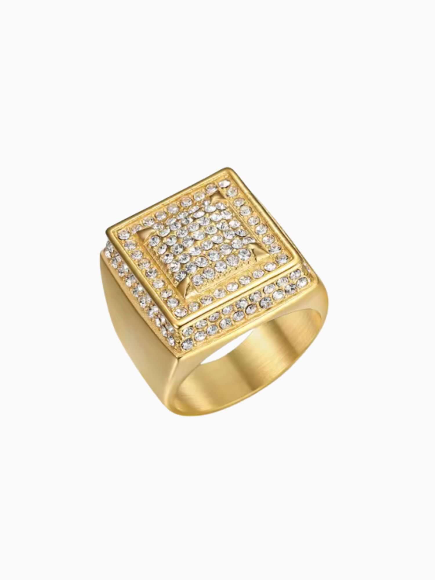 Ice Blox Ring goud met glinsterende stenen, elegante stijlvolle herenring van Carpe Ice.