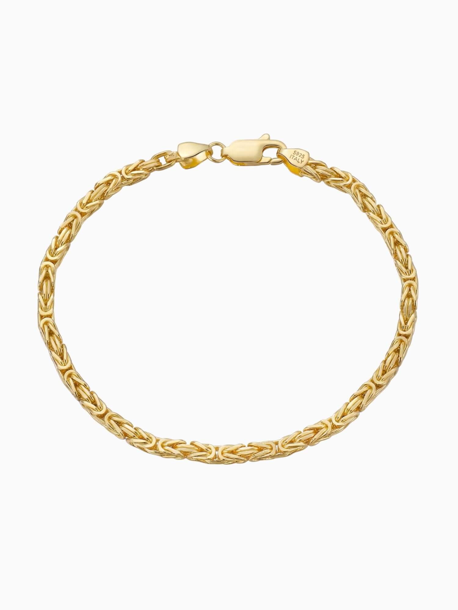 Konings Armband 18k Goud Verguld (2.5mm) koningsschakel armband 925 sterling zilver met 18k goud verguld, 2.5mm breed