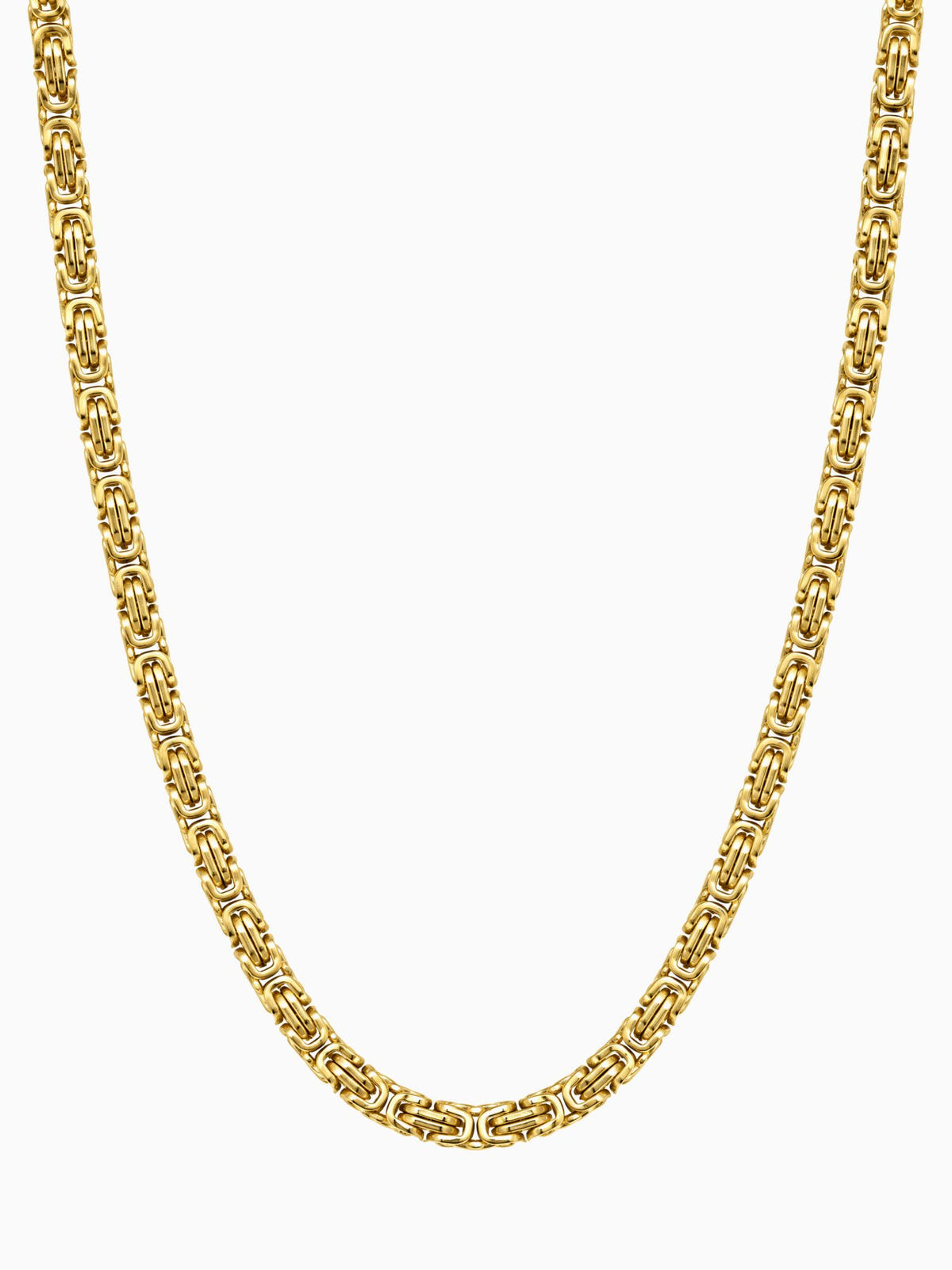 King's Chain Gold Stainless Steel (4mm) by Carpe Ice, front view on a white background showing the full king's link pattern