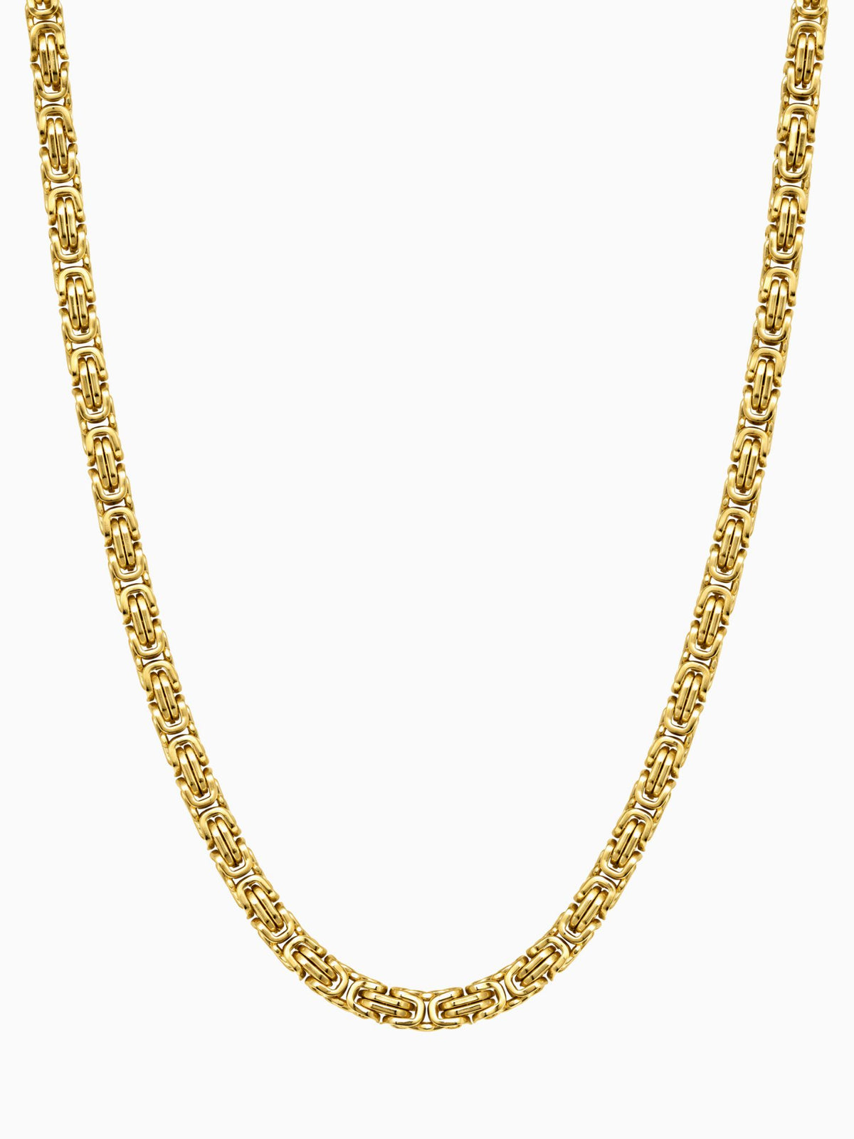King's Chain Gold Stainless Steel (4mm) by Carpe Ice, front view on a white background showing the full king's link pattern