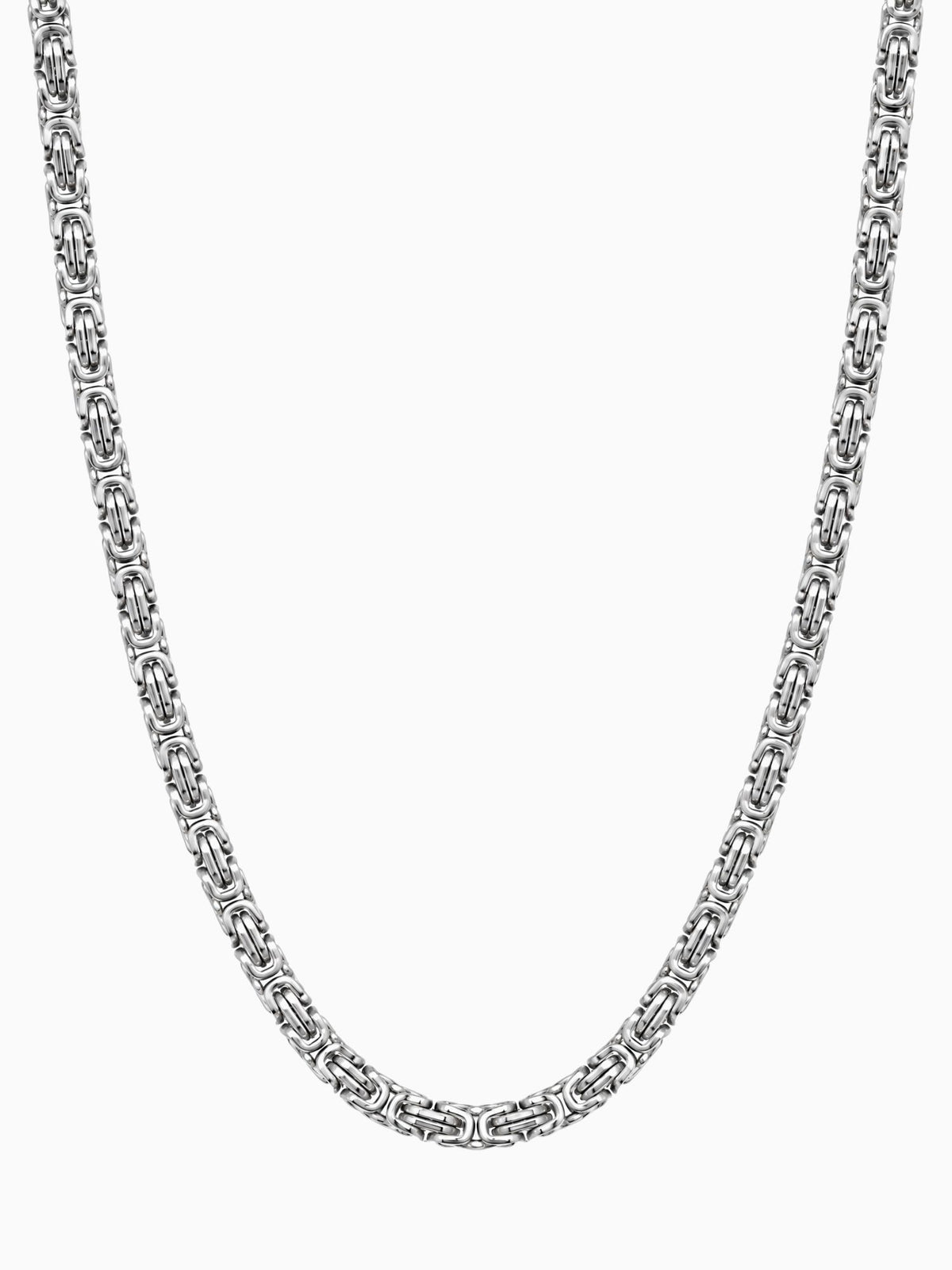King's Chain Silver Stainless Steel (4mm) by Carpe Ice, front view on a white background showing the full king's link pattern