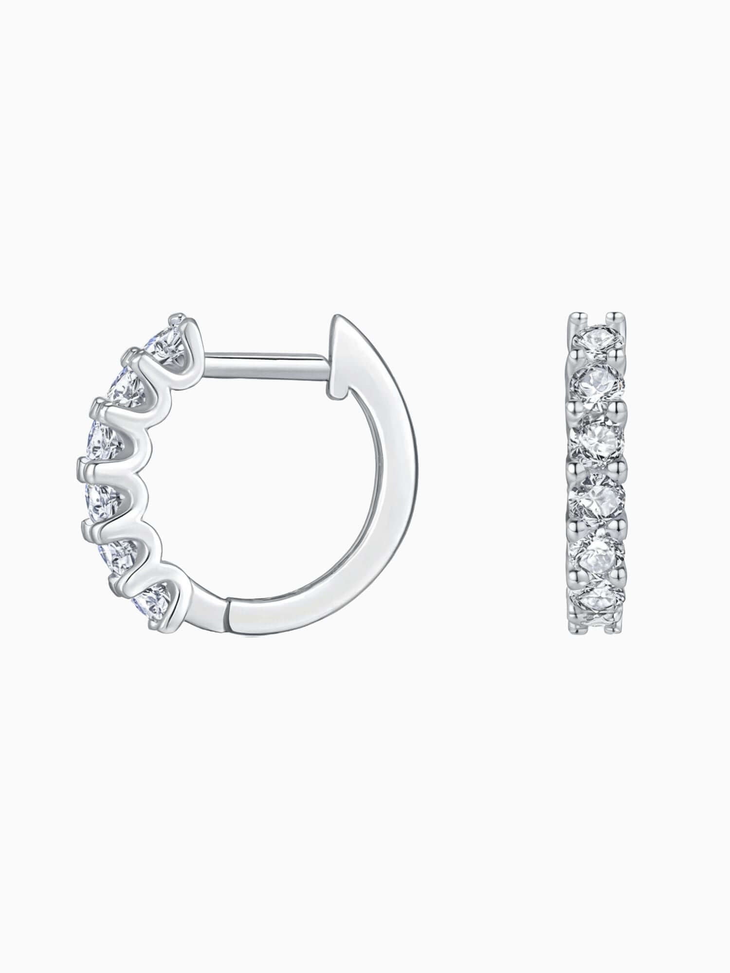 Orecchini a cerchio in moissanite in oro bianco e Argento sterling 925, con placcatura in oro bianco e brillantezza moissanite VVS D
