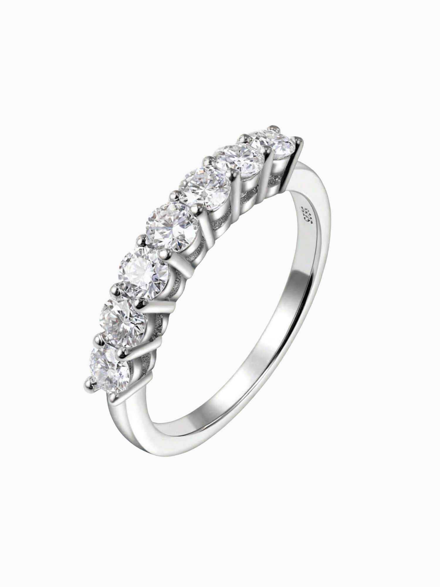 Anello tennis in moissanite in Argento sterling 925 e diamanti brillanti, dal look lussuoso e senza tempo.