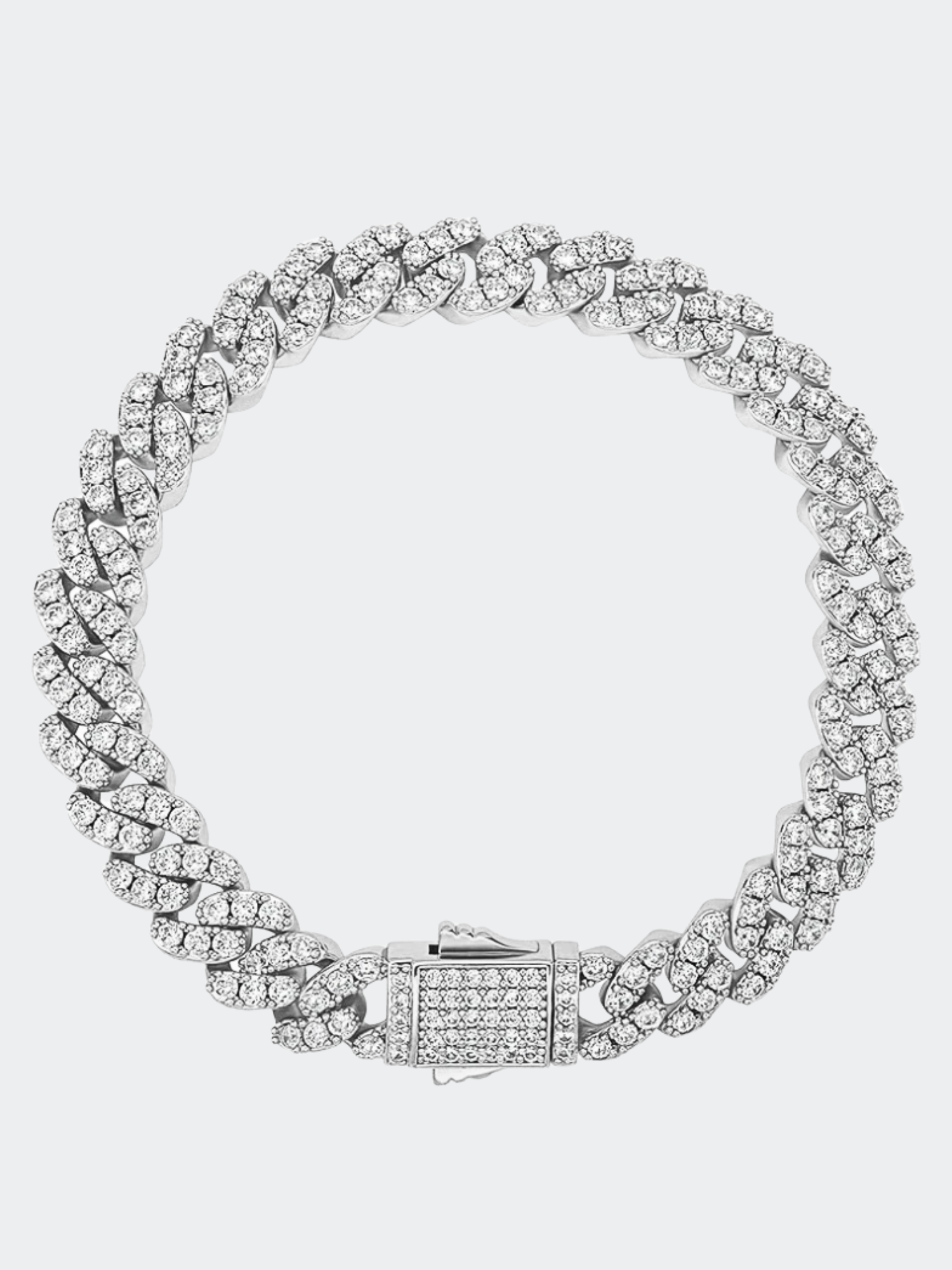 ICED OUT Luxe Cuban Armband Zilver 6MM en 8MM met VVS CZ stenen en 925 Sterling zilver, sprankelend design.