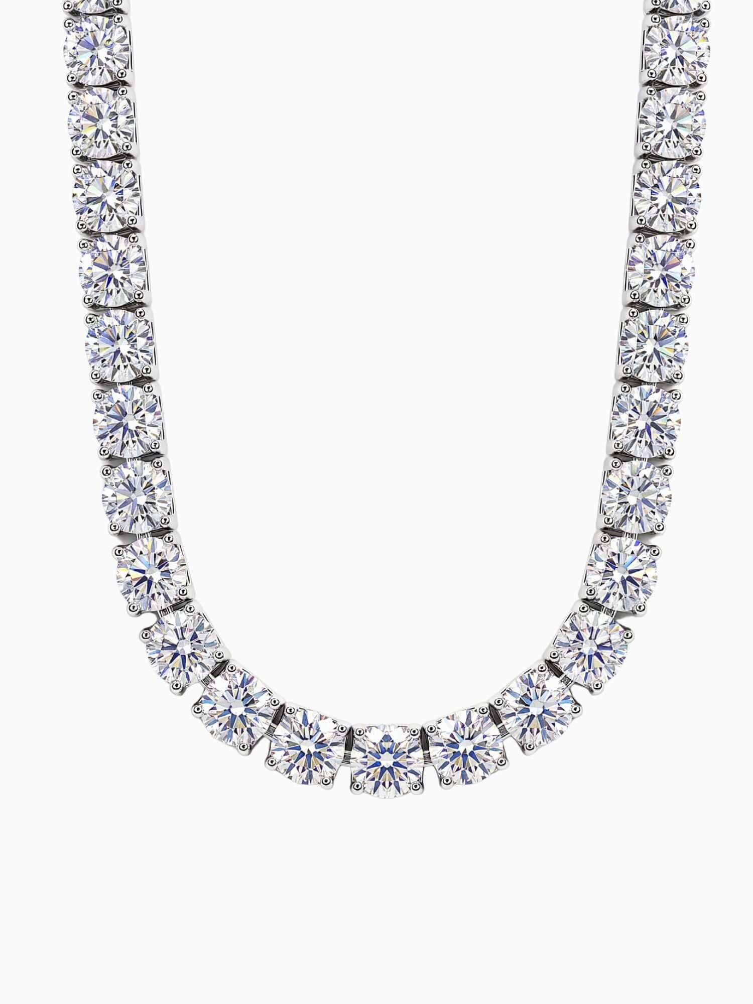 Moissanite Tennis Ketting (5mm) 925 Zilver met VVS D Stenen en luxe uitstraling.