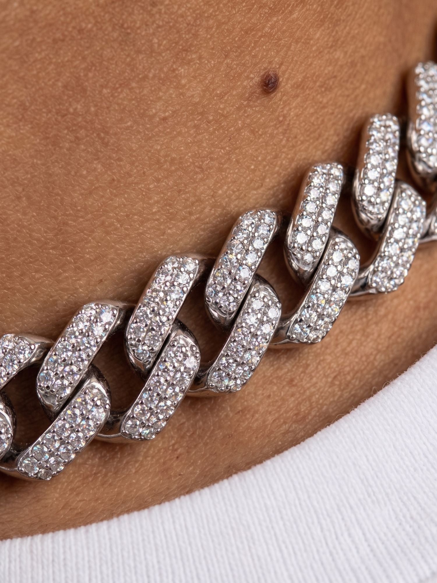 Moissanite Cuban Link Ketting Zilver ICED OUT (10mm)