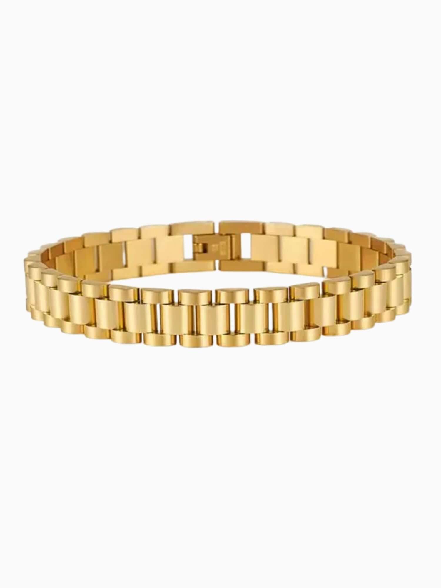 Rolex Armband Goud RVS (10mm) met luxe gouden uitstraling en iconisch schakeldesign.
