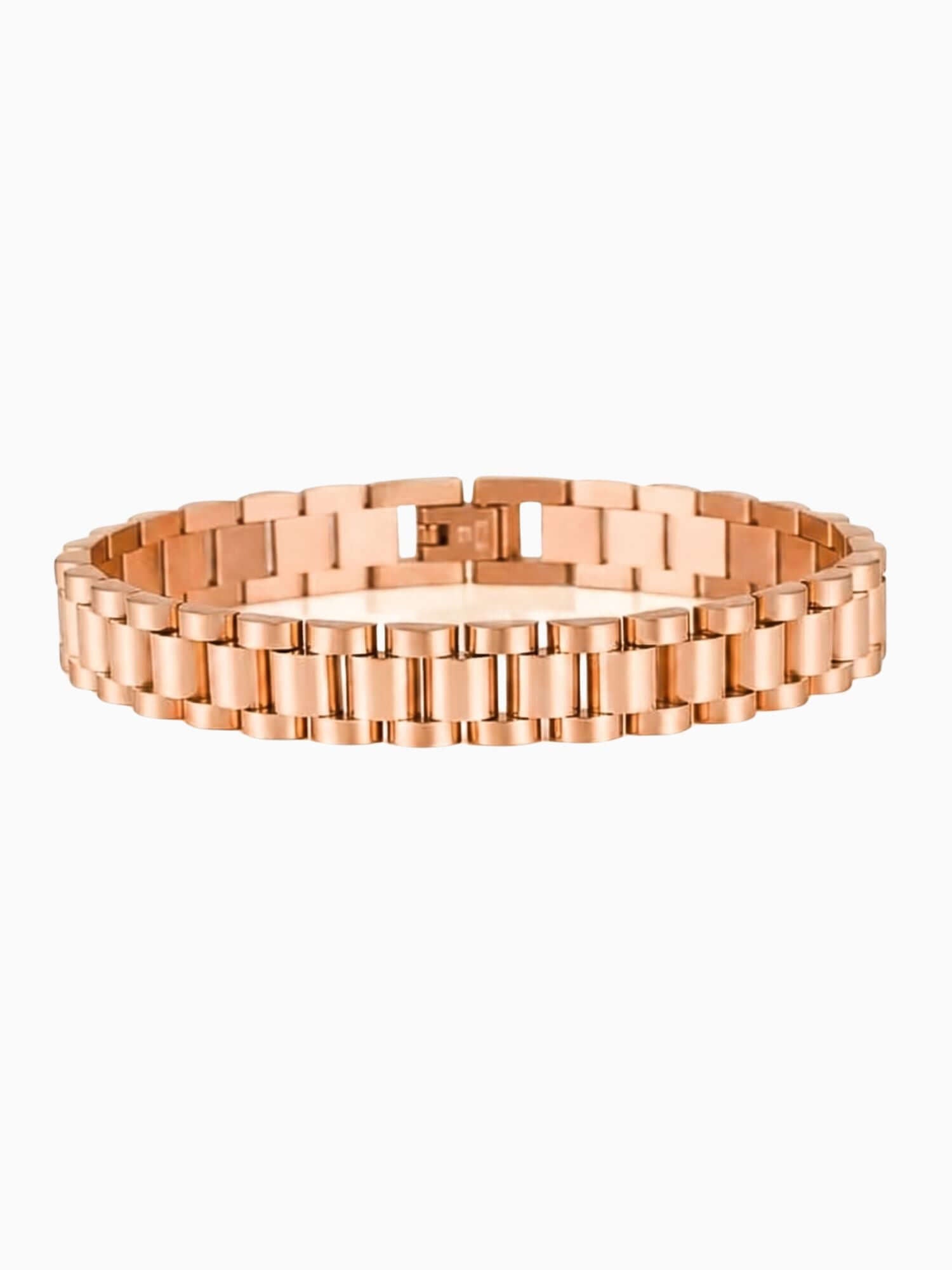 Rolex Armband Rosé Goud RVS (10mm) met iconisch schakeldesign en luxe uitstraling.