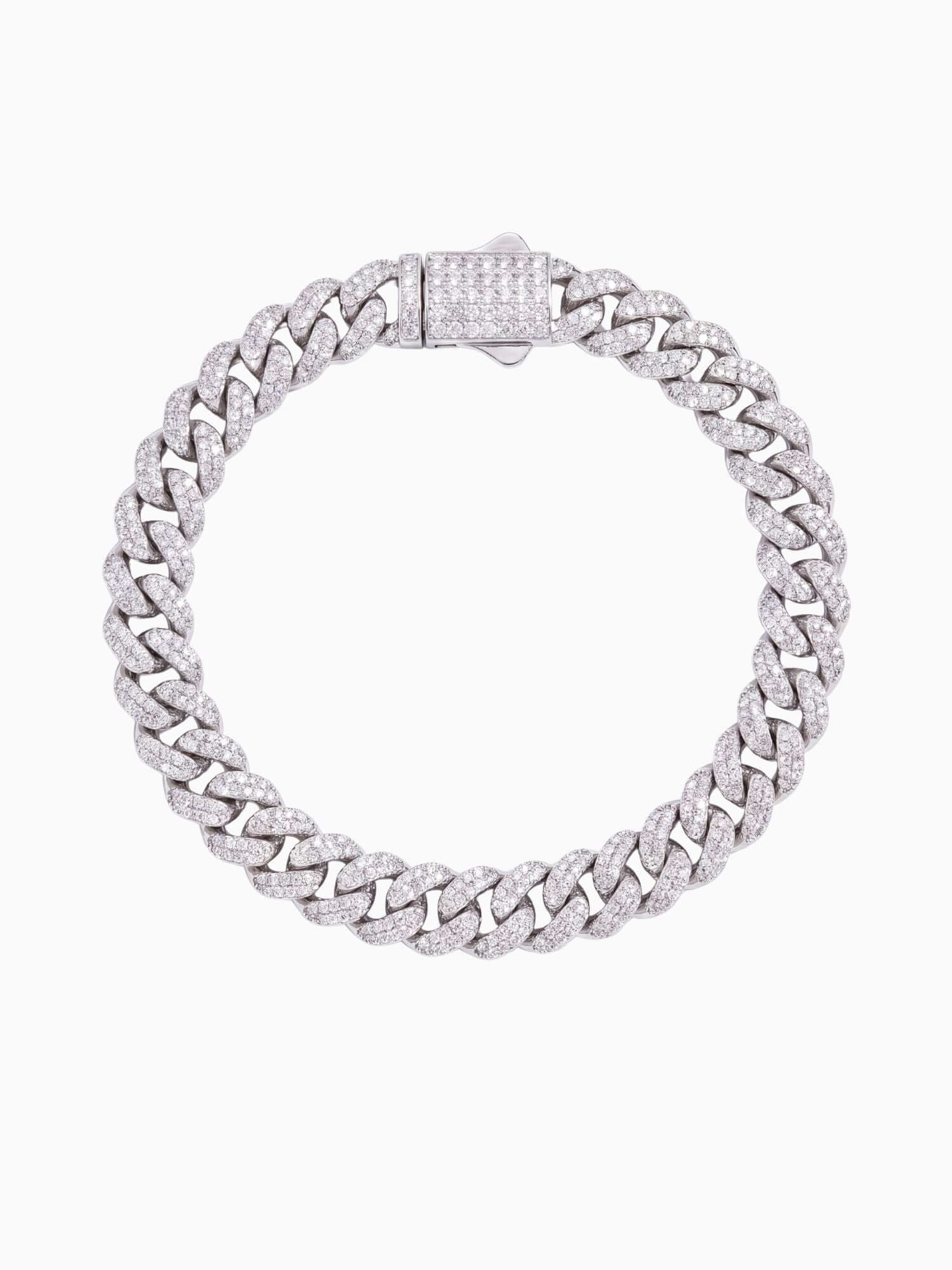Cuban Silver Bracelet ICED OUT (6mm, 8mm & 10mm) 925 sterling silver iced out Cuban link bracelet with VVS CZ stones