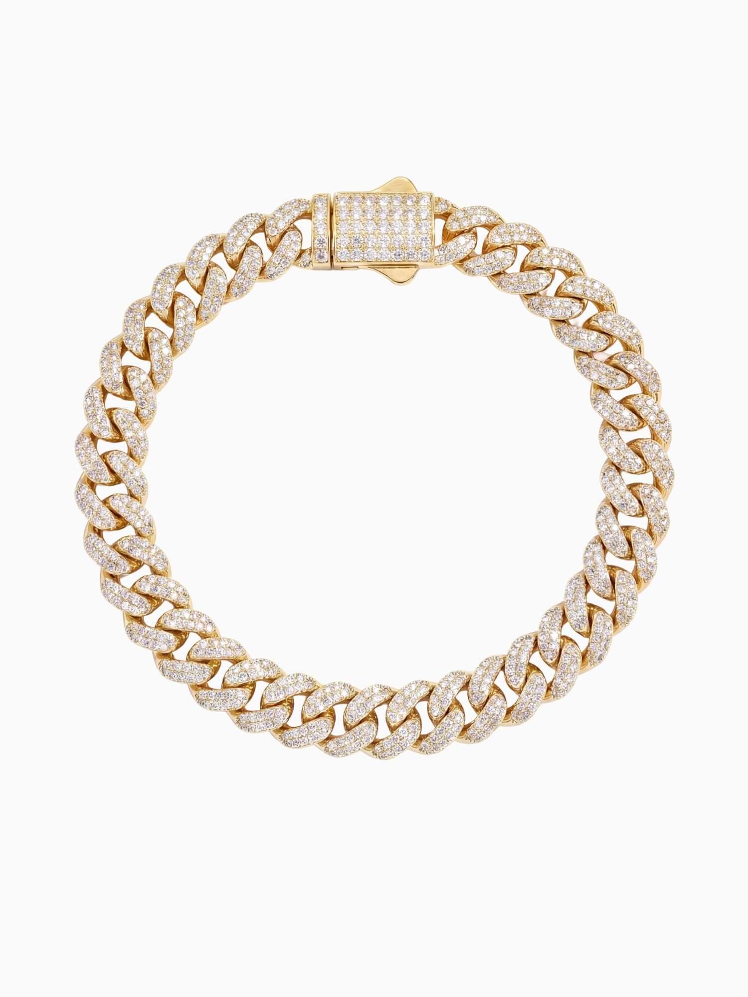 Cuban Link Armband Goud ICED OUT (6mm,8mm & 10mm)