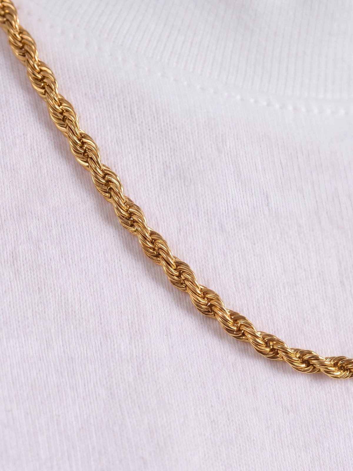 Brede rope ketting van 3,8 mm, 18K goud verguld over massief 925 sterling zilver.