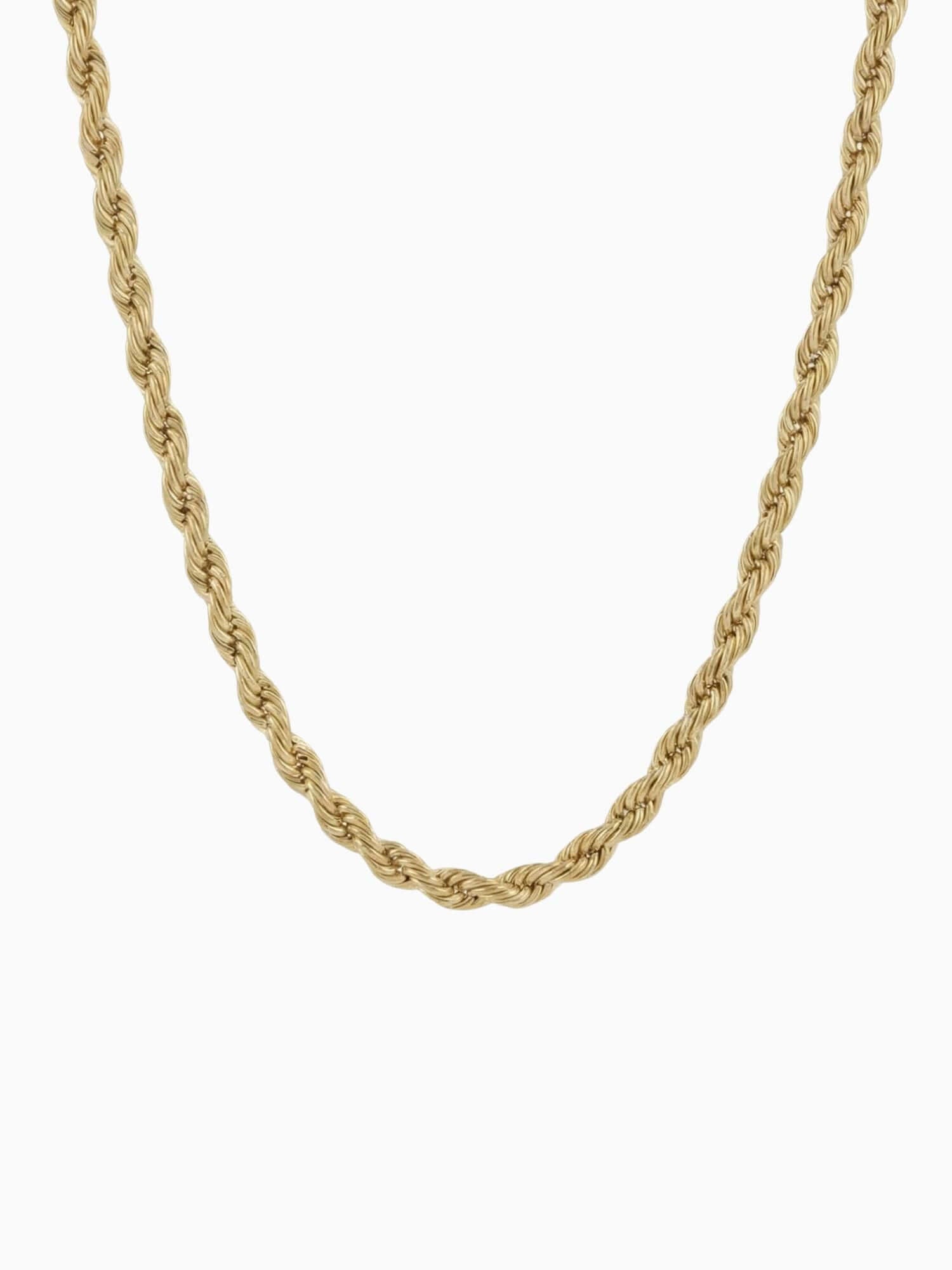 Rope collana placcata oro 18K (3,8 mm) con maglie intrecciate e lucida finitura dorata di lusso