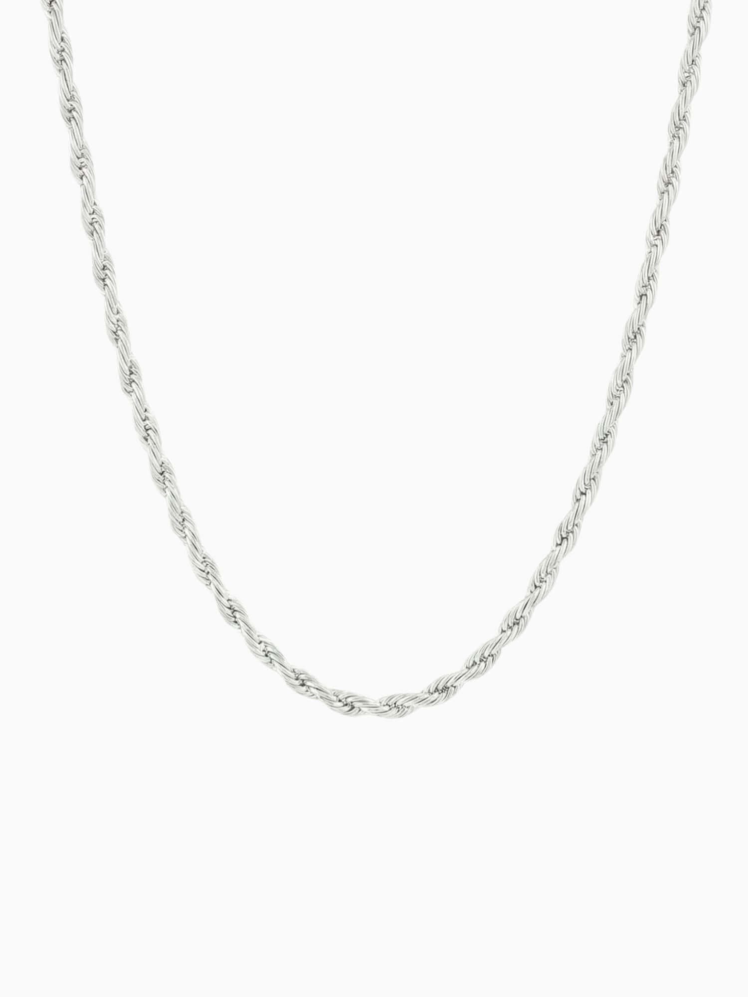 Rope chain necklace in 925 sterling silver, 3MM, with a luxurious shine and timeless design, made of 925 sterling silver.