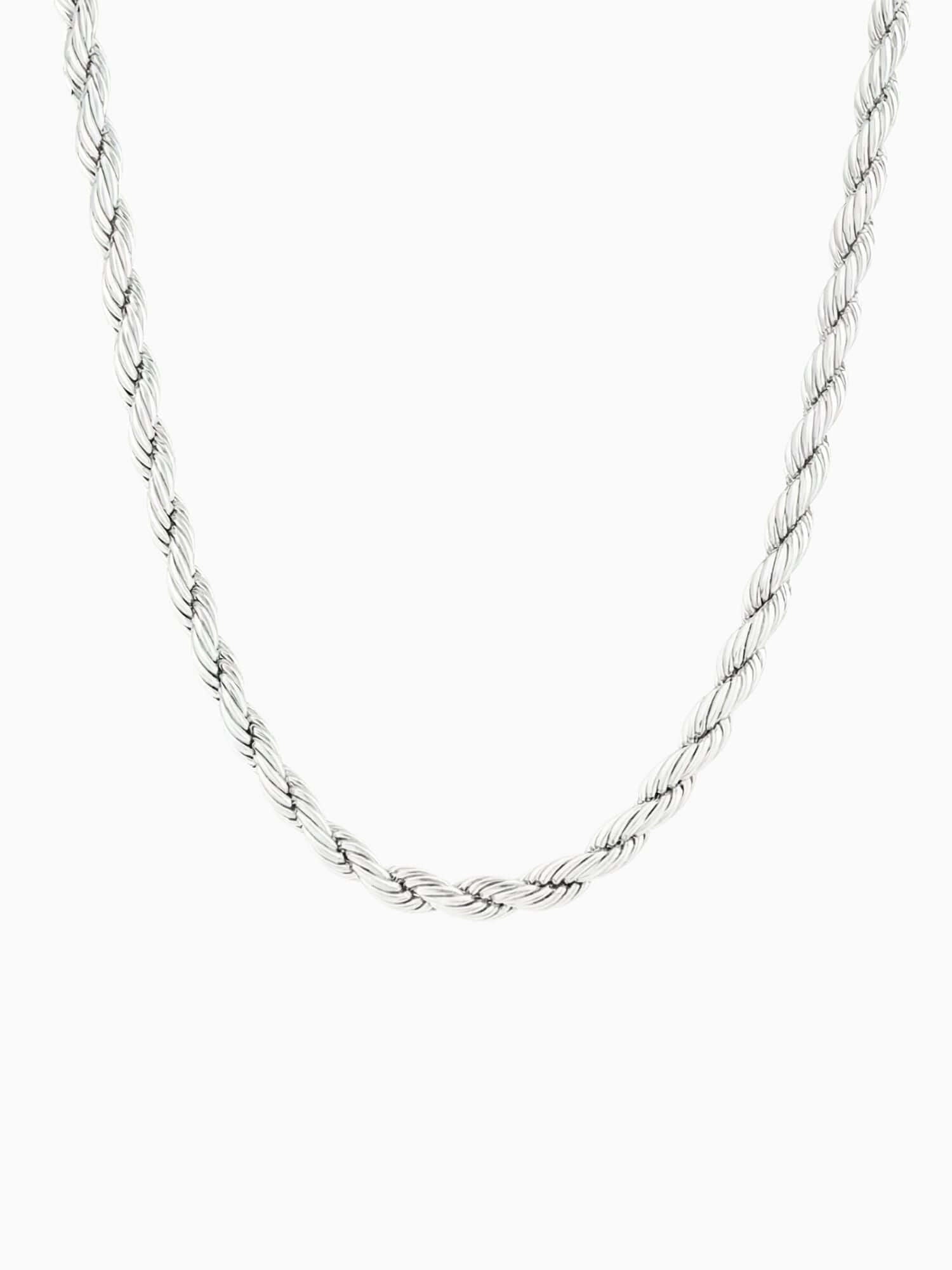 Collana a corda da 4 mm in Argento sterling 925, dal look lussuoso, realizzata in Argento sterling 925.
