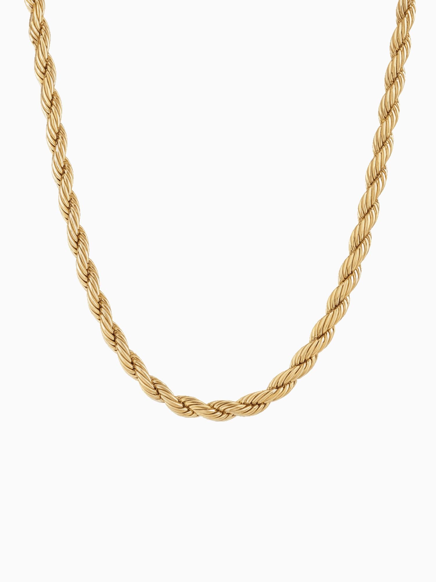 Alt Tag: Rope Ketting Goud RVS rope chain ketting met gedraaide schakels, goudkleurig RVS, 2mm/3mm minimalistisch design