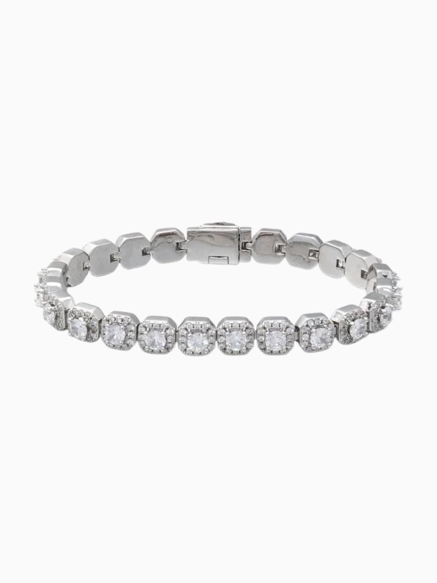 Clustered zilveren tennis armband met VVS CZ-stenen, modern en stijlvol, 10MM en 12MM breedte.