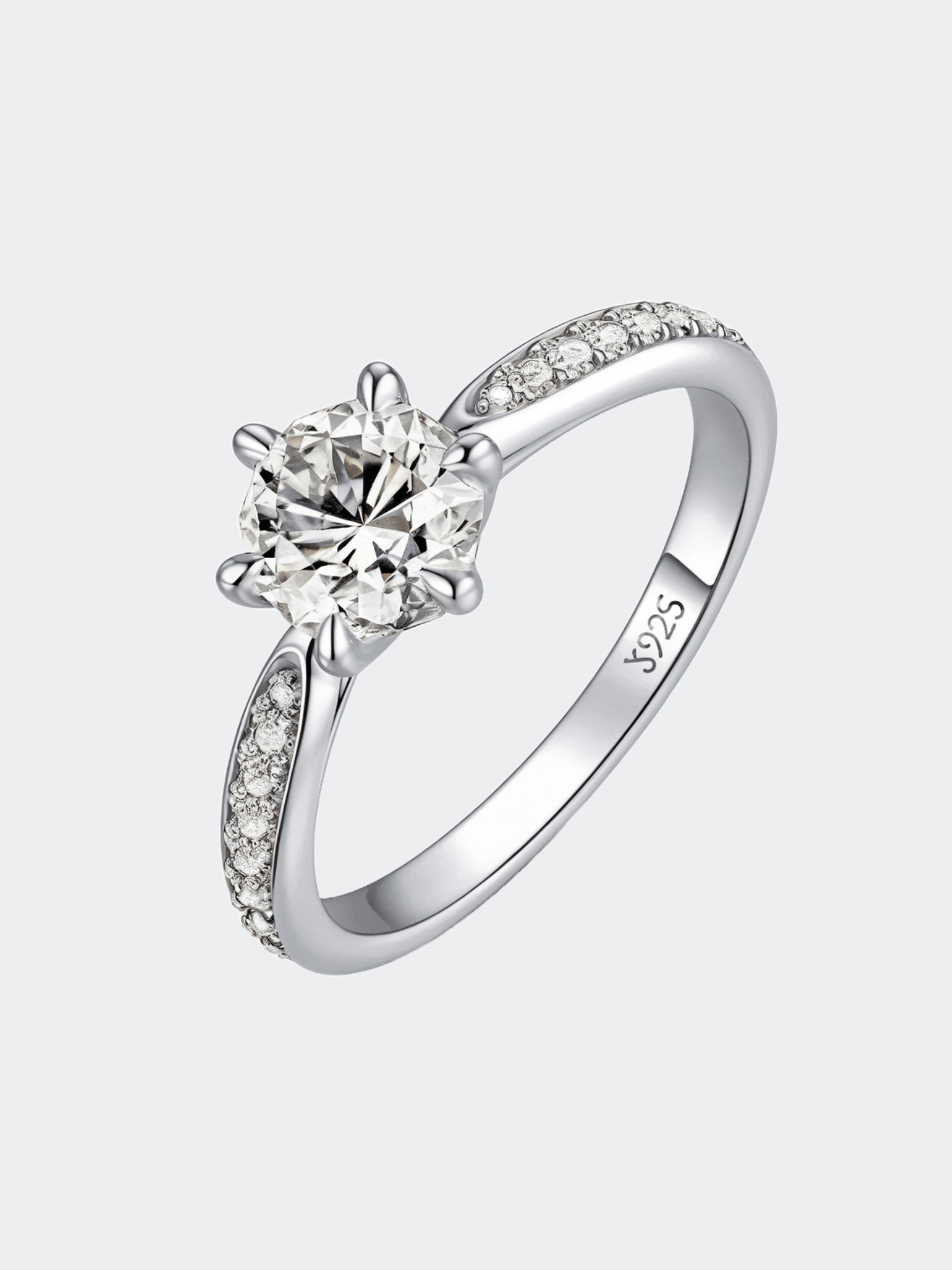 MOISSANITE Grote Steen Ring White Gold 5MM - Carpeice