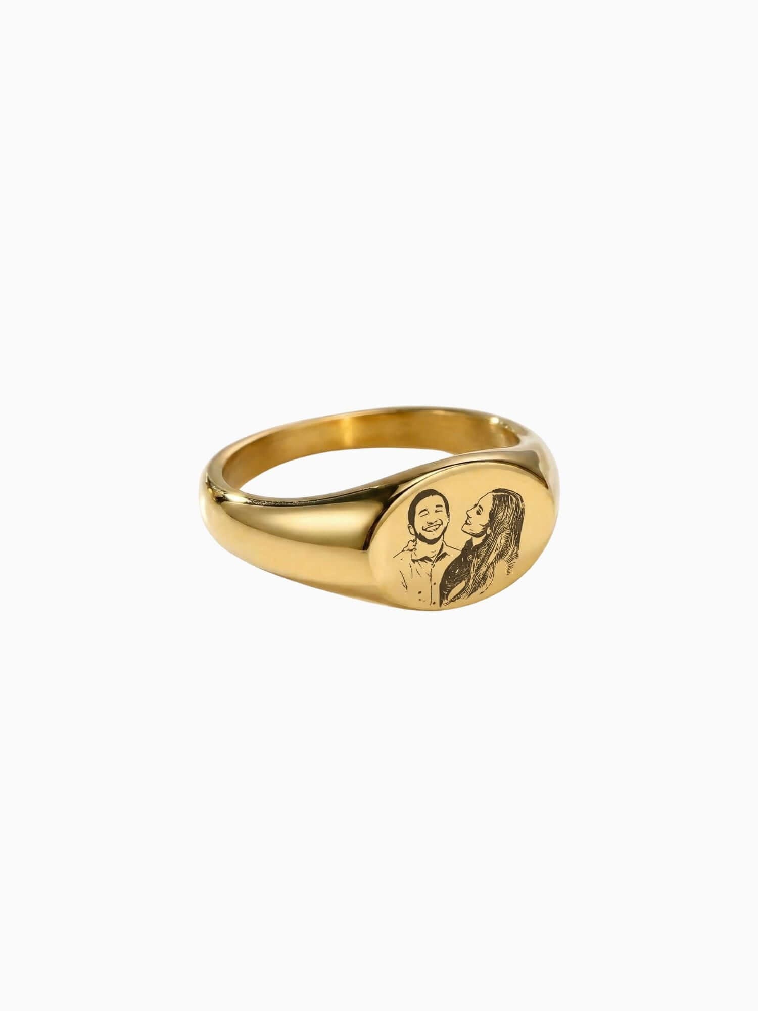 Zegel Ring 18k Goud Verguld (Graveren) zegel ring goud met persoonlijke gravure, 18K goud vergulde graveerbare ring