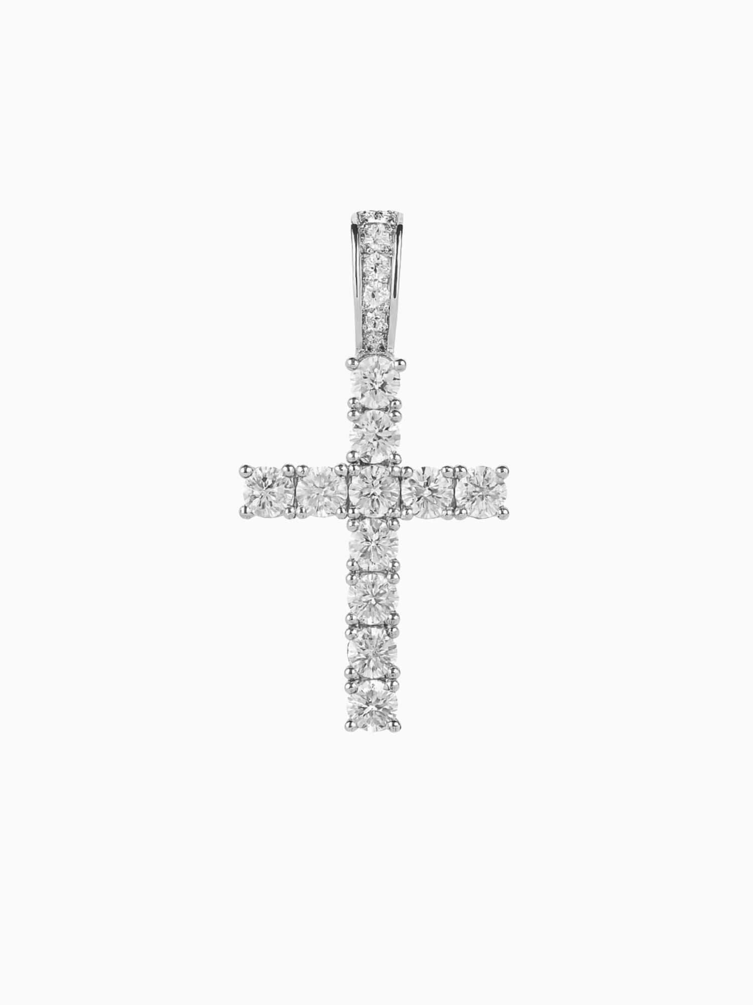 Silverkorshänge ICED OUT med lyxiga VVS CZ-stenar och elegant finish.