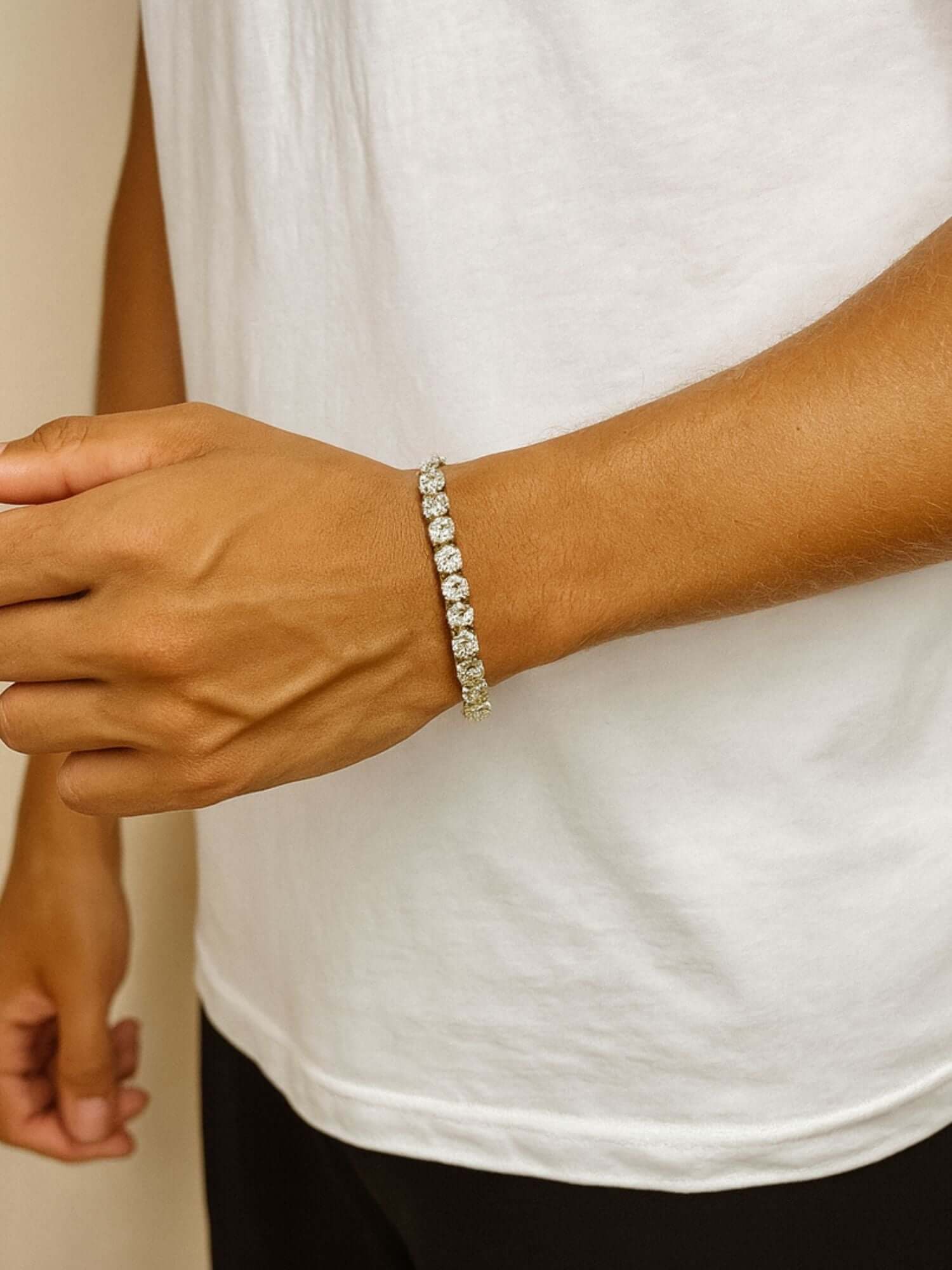 Hand zilveren armband tennis