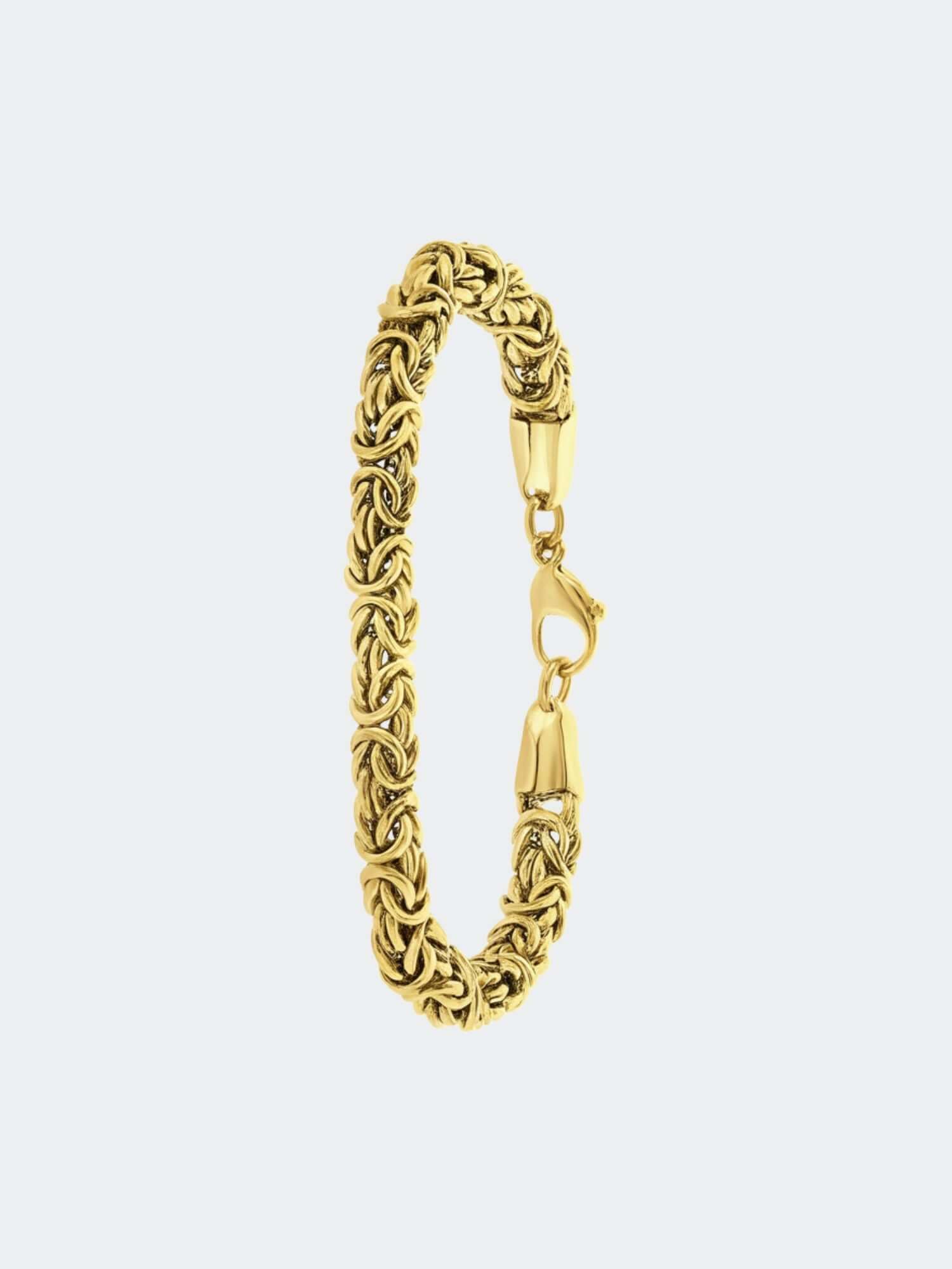 gouden Byzantijnse konings armband 6mm van Carpe Ice met hoogglans afwerking en veilige sluiting