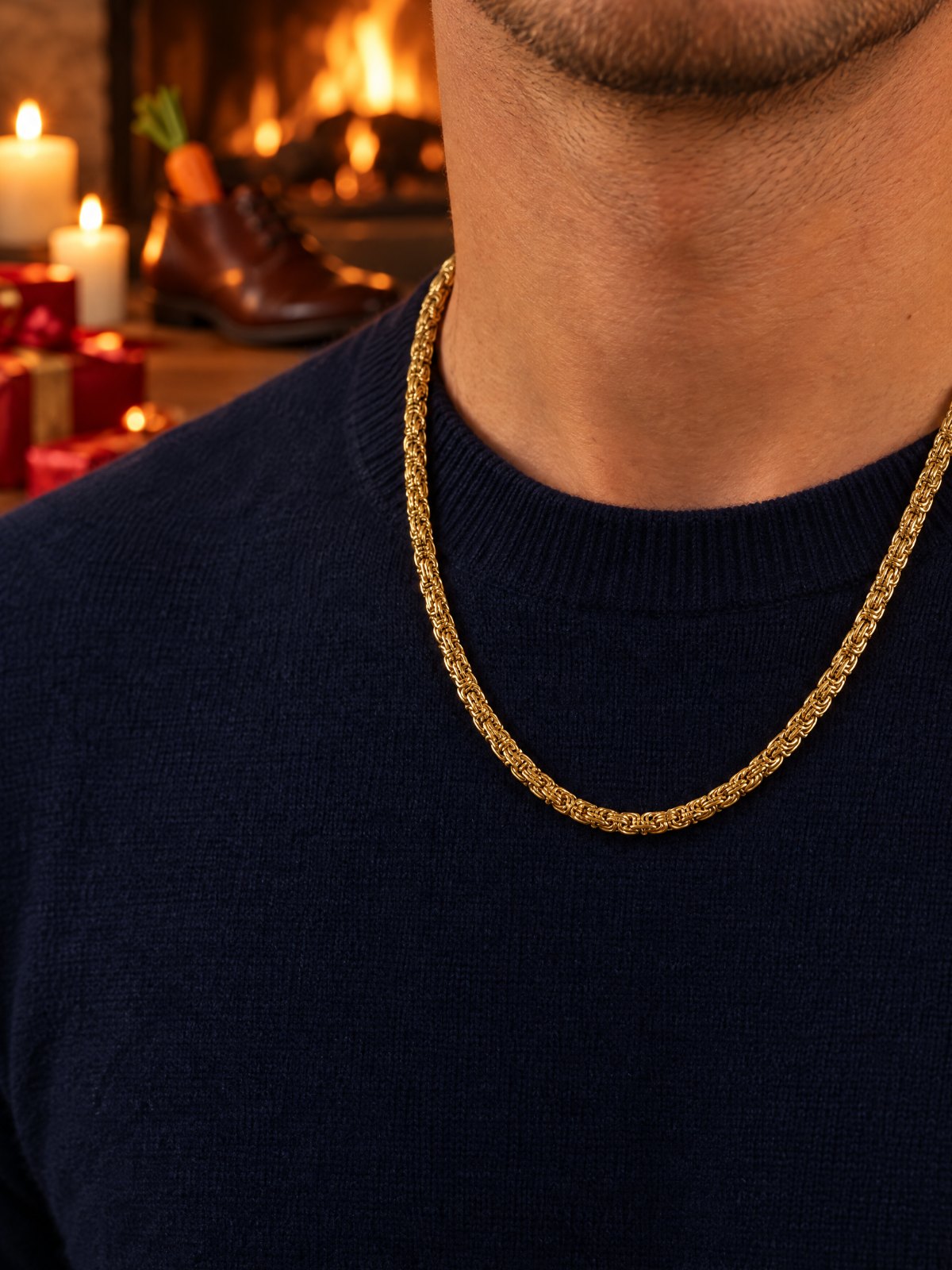 Chaîne maille royale dorée de 5 mm le soir de la Saint-Nicolas, chaussure près de la cheminée : le cadeau le plus commandé chez Carpe Ice l'an dernier