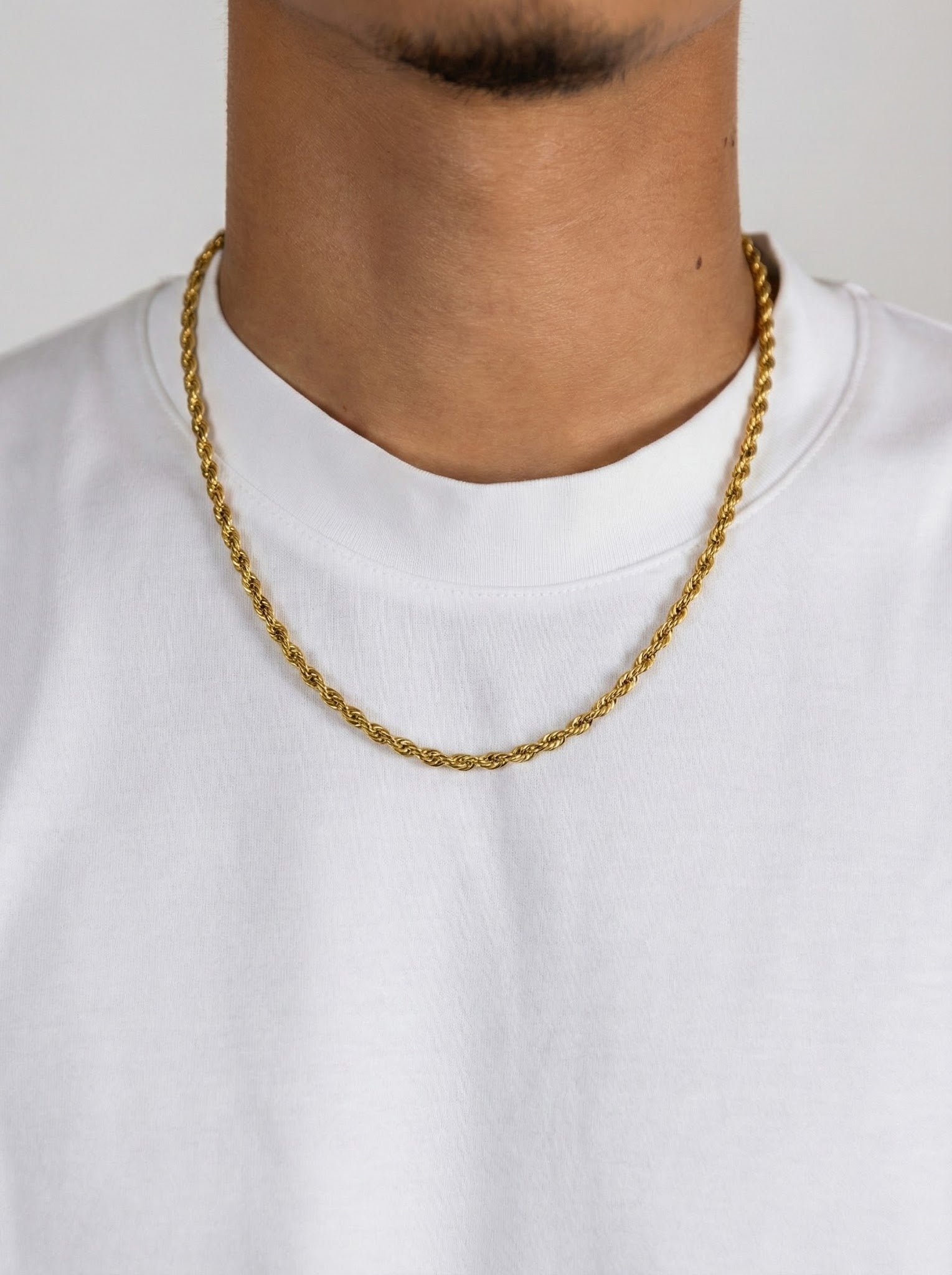 18K Goud Vergulde Rope Ketting 3.8mm