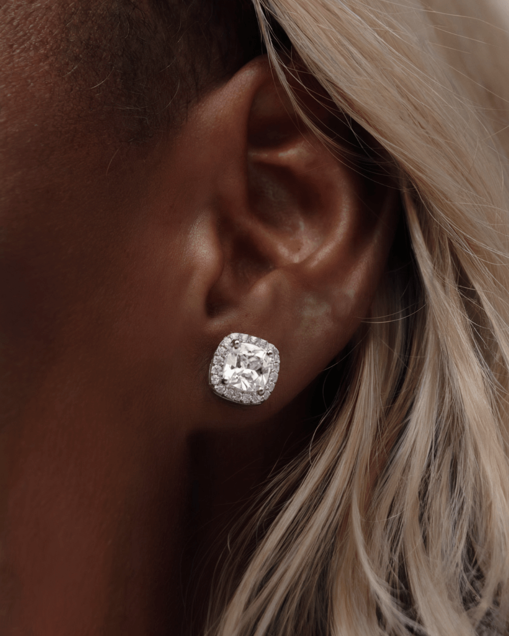 MOISSANITE Vierkante DIAMOND STUDS 7.5MM WITGOUD - Carpeice