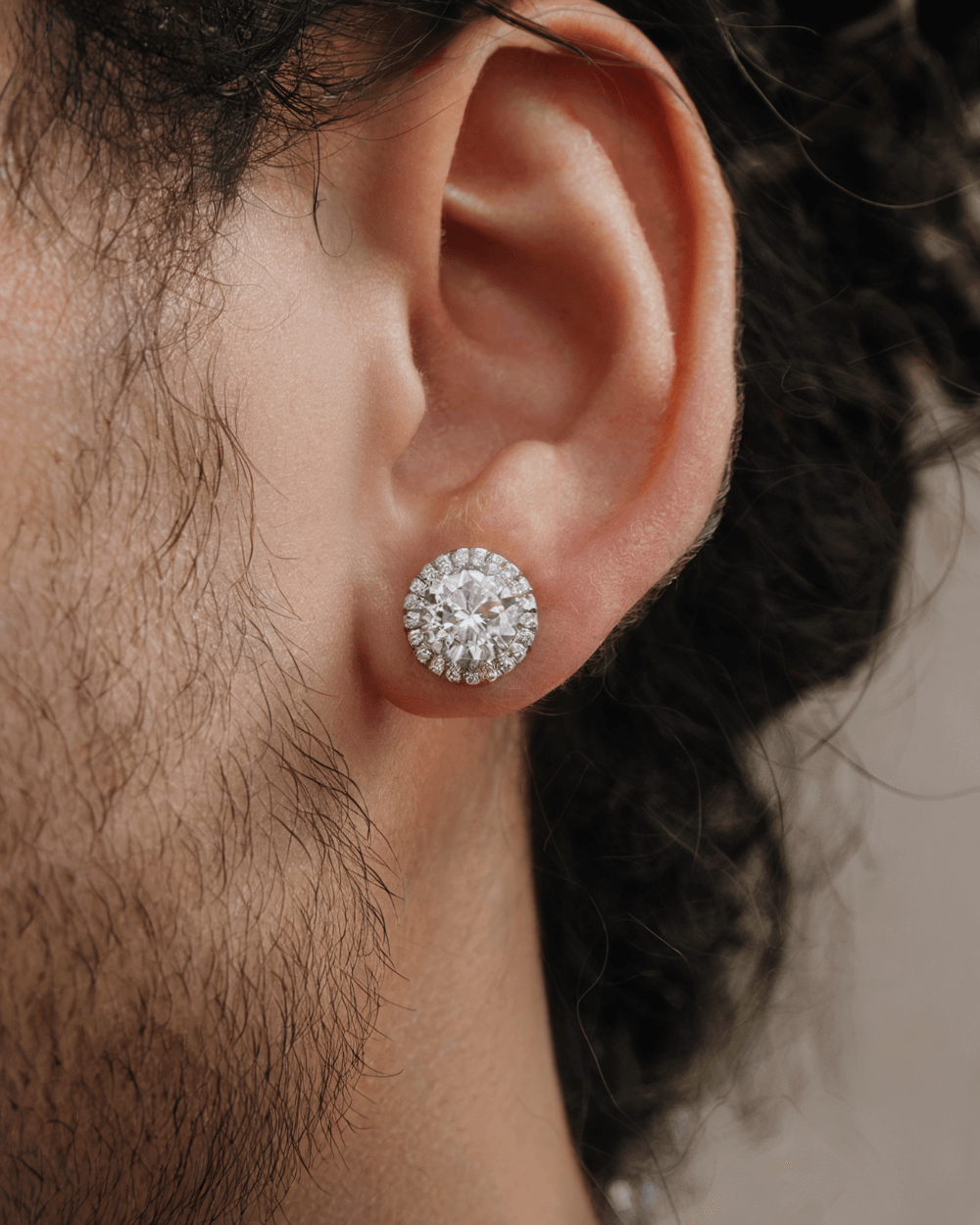 MOISSANITE CIRKEL DIAMOND STUDS 7.5MM WITGOUD - Carpeice