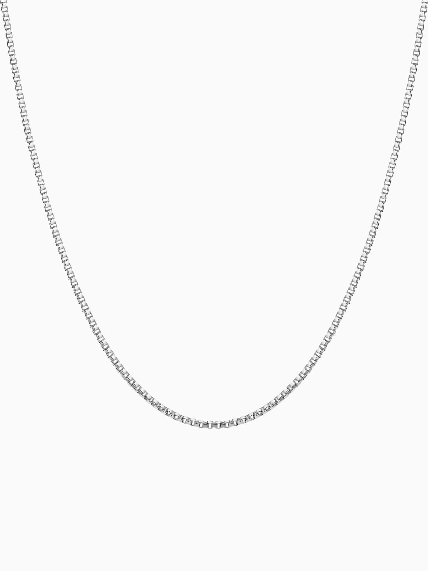 Collana box in acciaio inox argento (2 mm e 3 mm), catena box in acciaio inox argento con maglie quadrate, design moderno e pulito