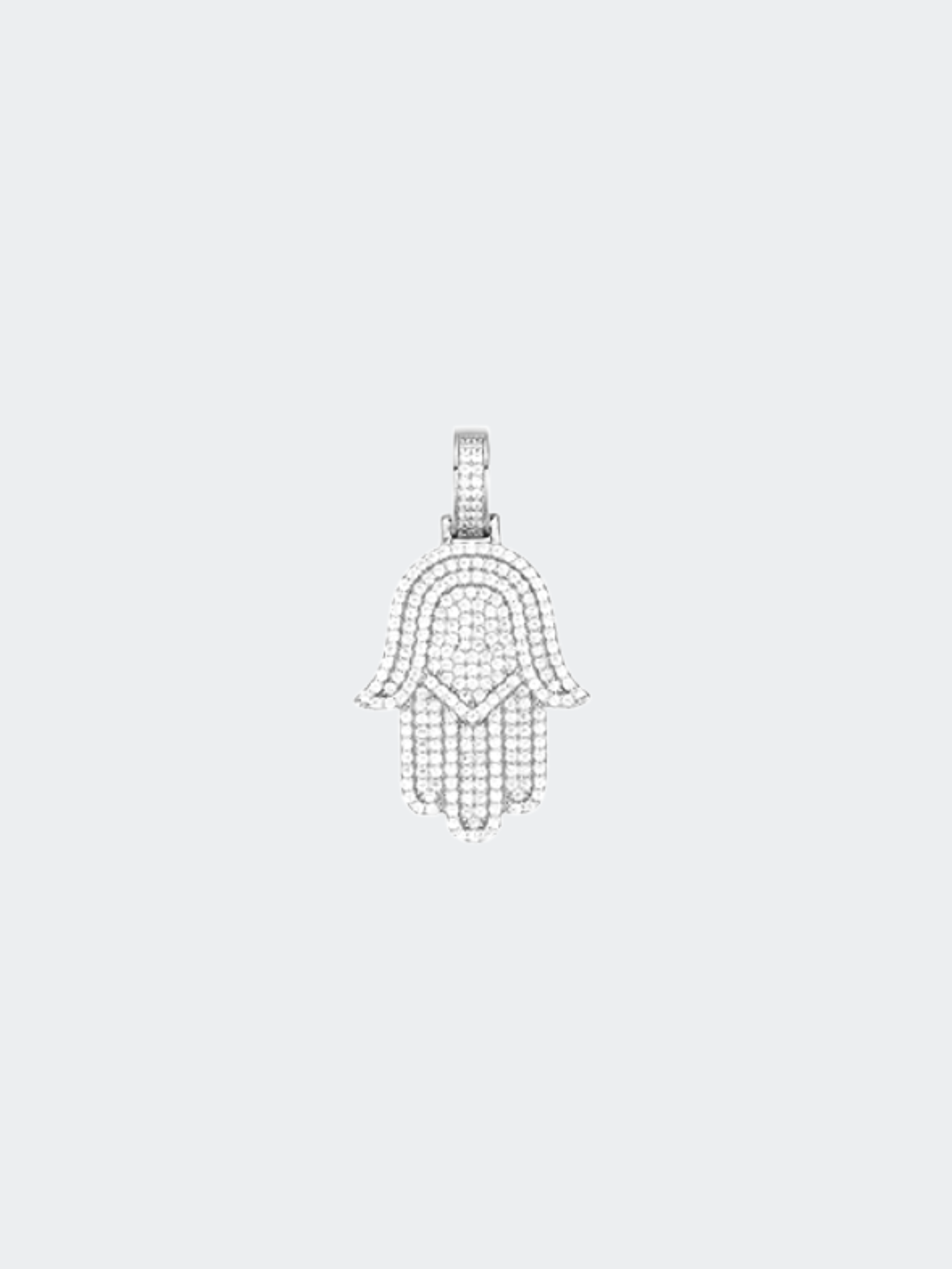ICED OUT MOISSANITE HAMSA HANGER ZILVER
