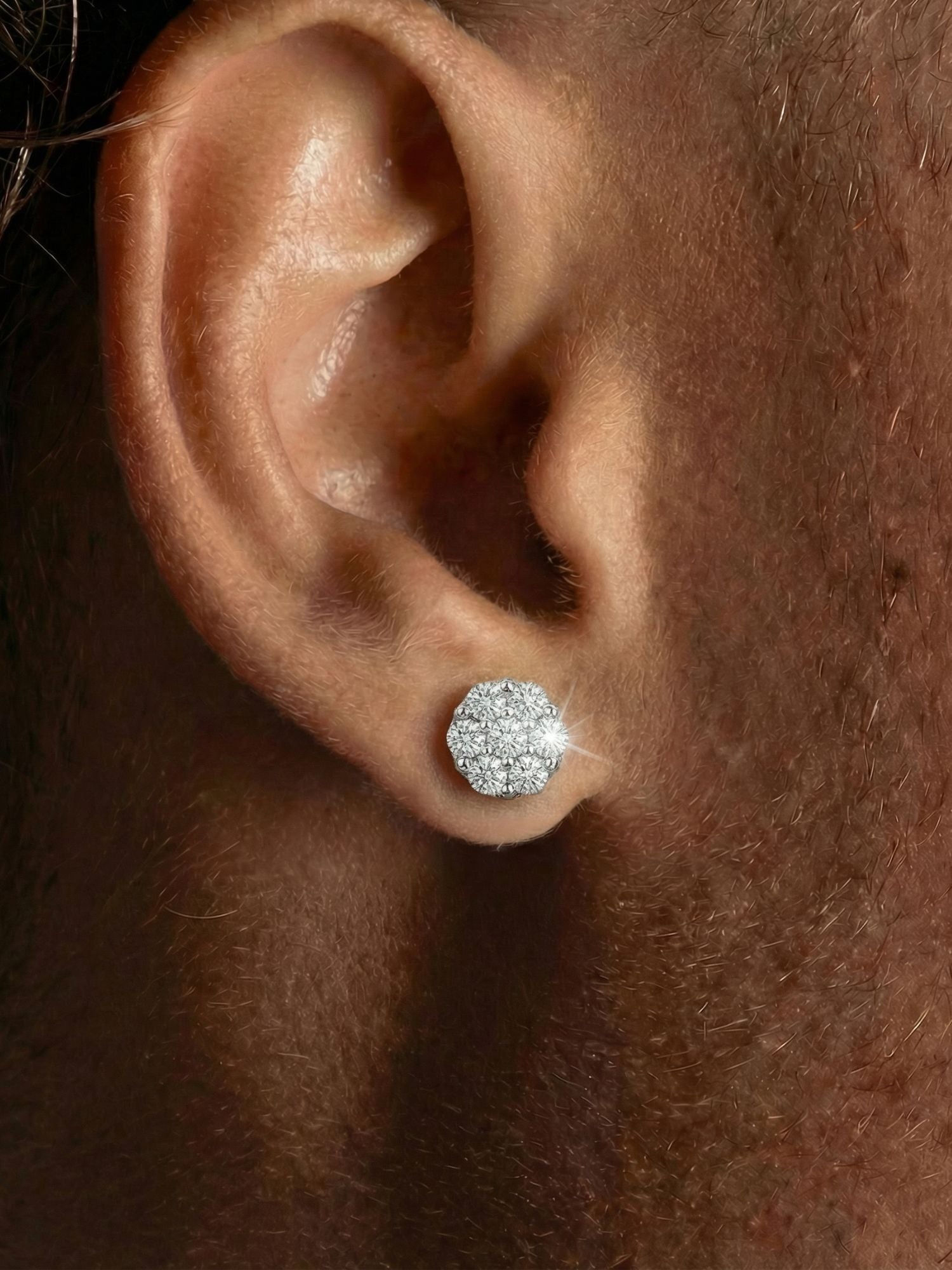 14K Witgouden Diamanten Pavé Oorbellen