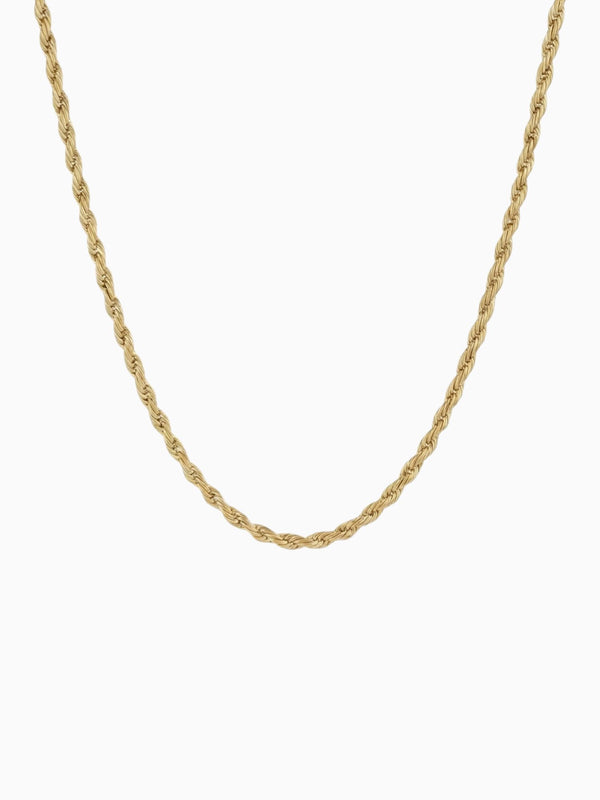 18K Goud Vergulde Rope Ketting 2.8MM van Carpe Ice, elegante gouden ketting met iconische rope-structuur.