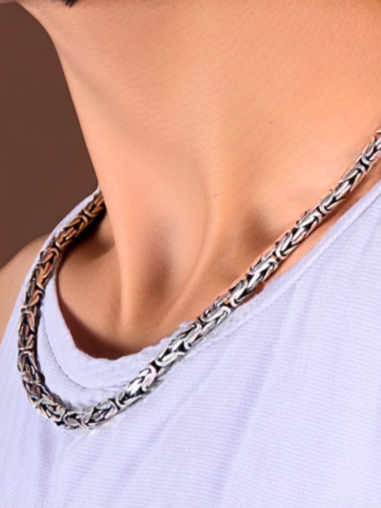 Luxe Byzantijnse 990 Sterling Zilver Ketting 4mm